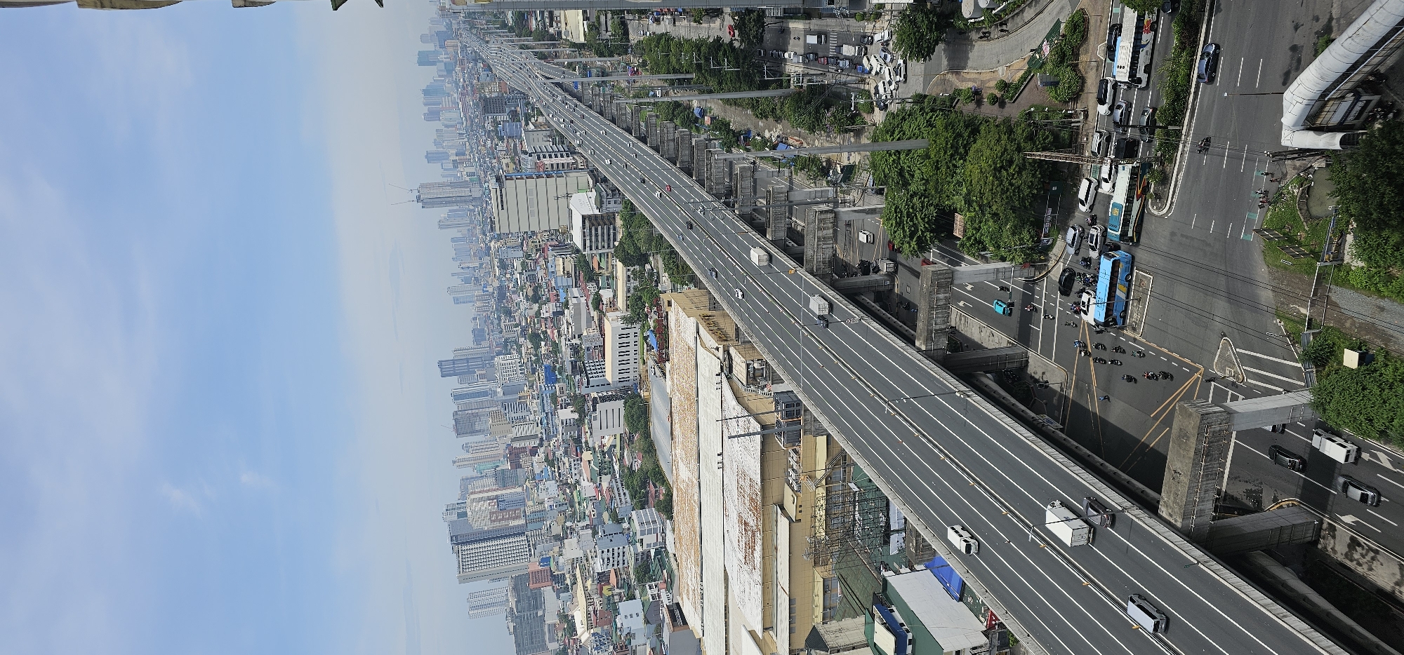 Aerial views of Makati traffic and urban density