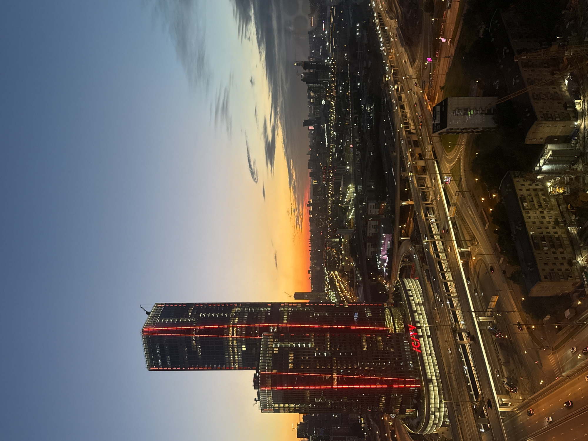 Sunset views across Khimki's skyline and infrastructure