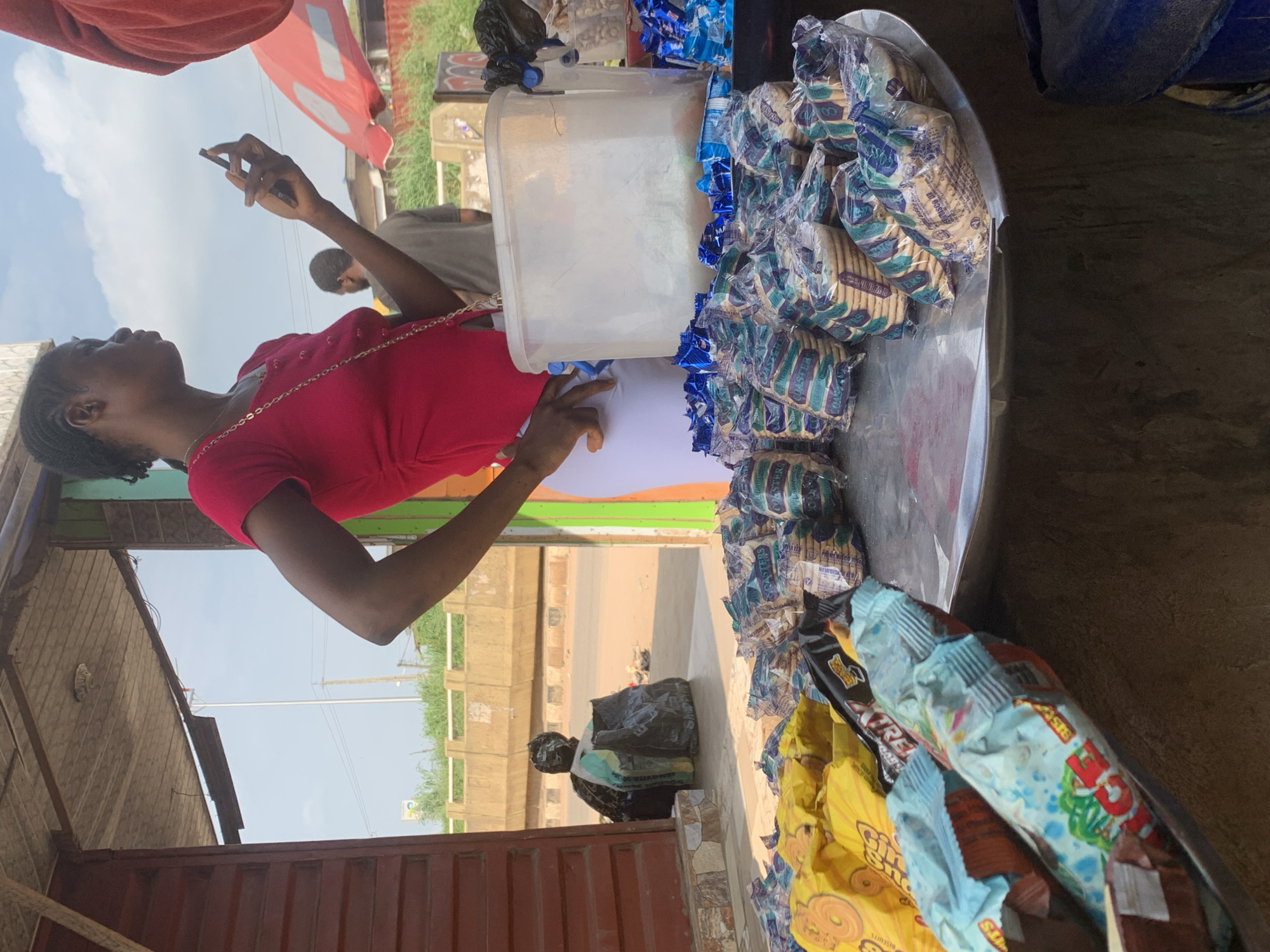 Midday street market activity across Shagamu, Nigeria