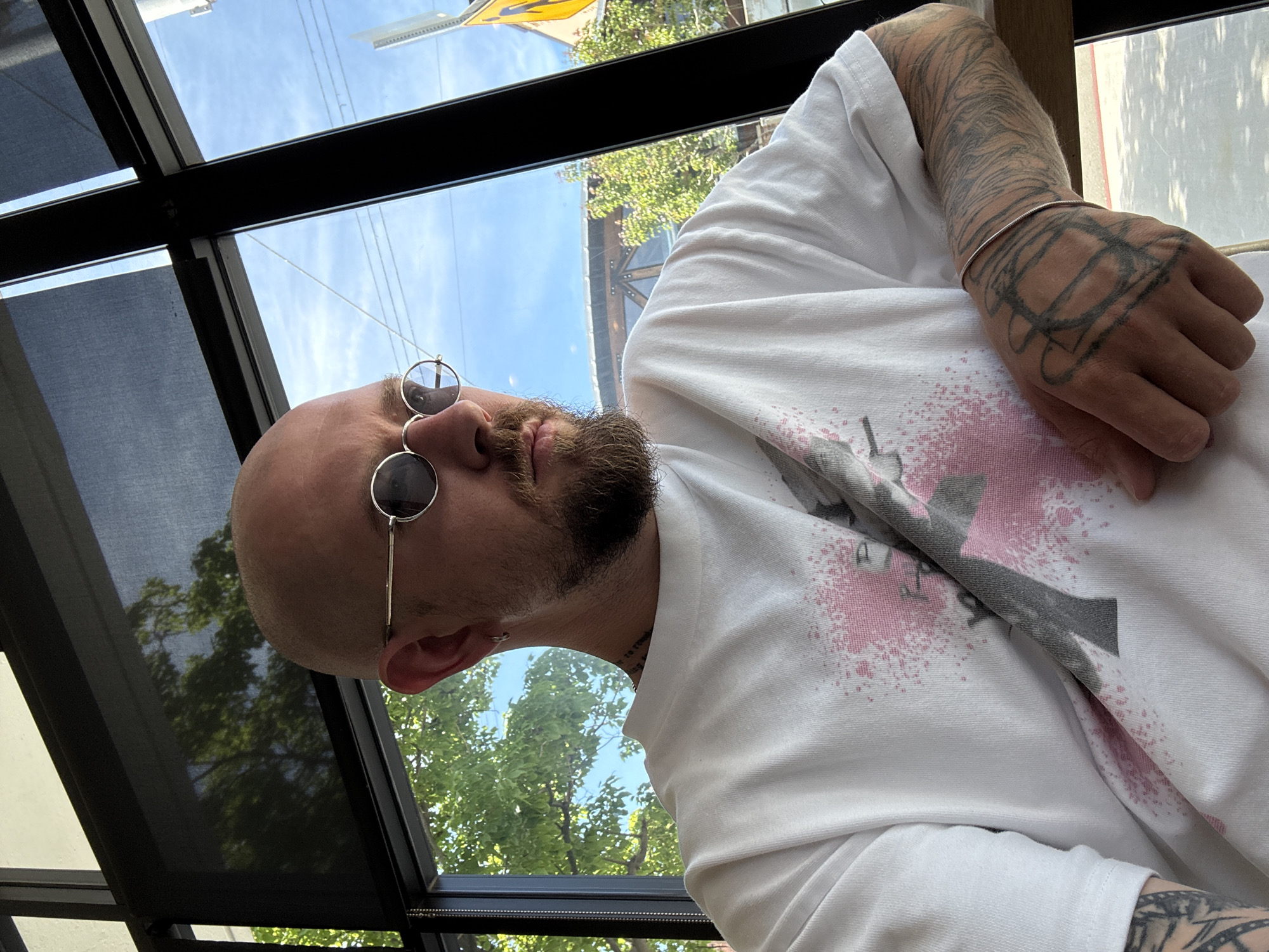 Coffee shop patrons photographed in downtown Los Angeles