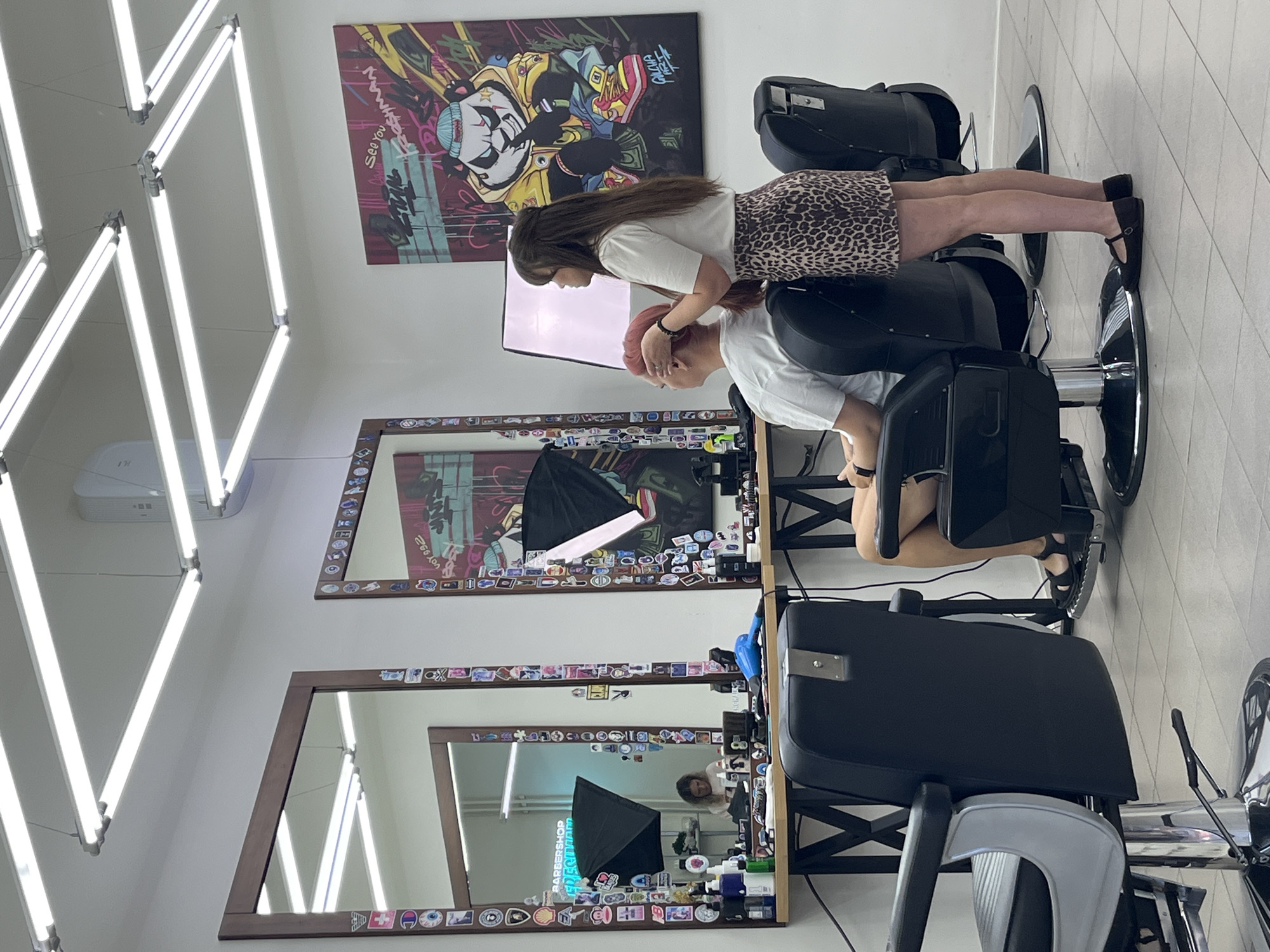 Morning barbershop visit and selfies in Chaikovsky, Russia