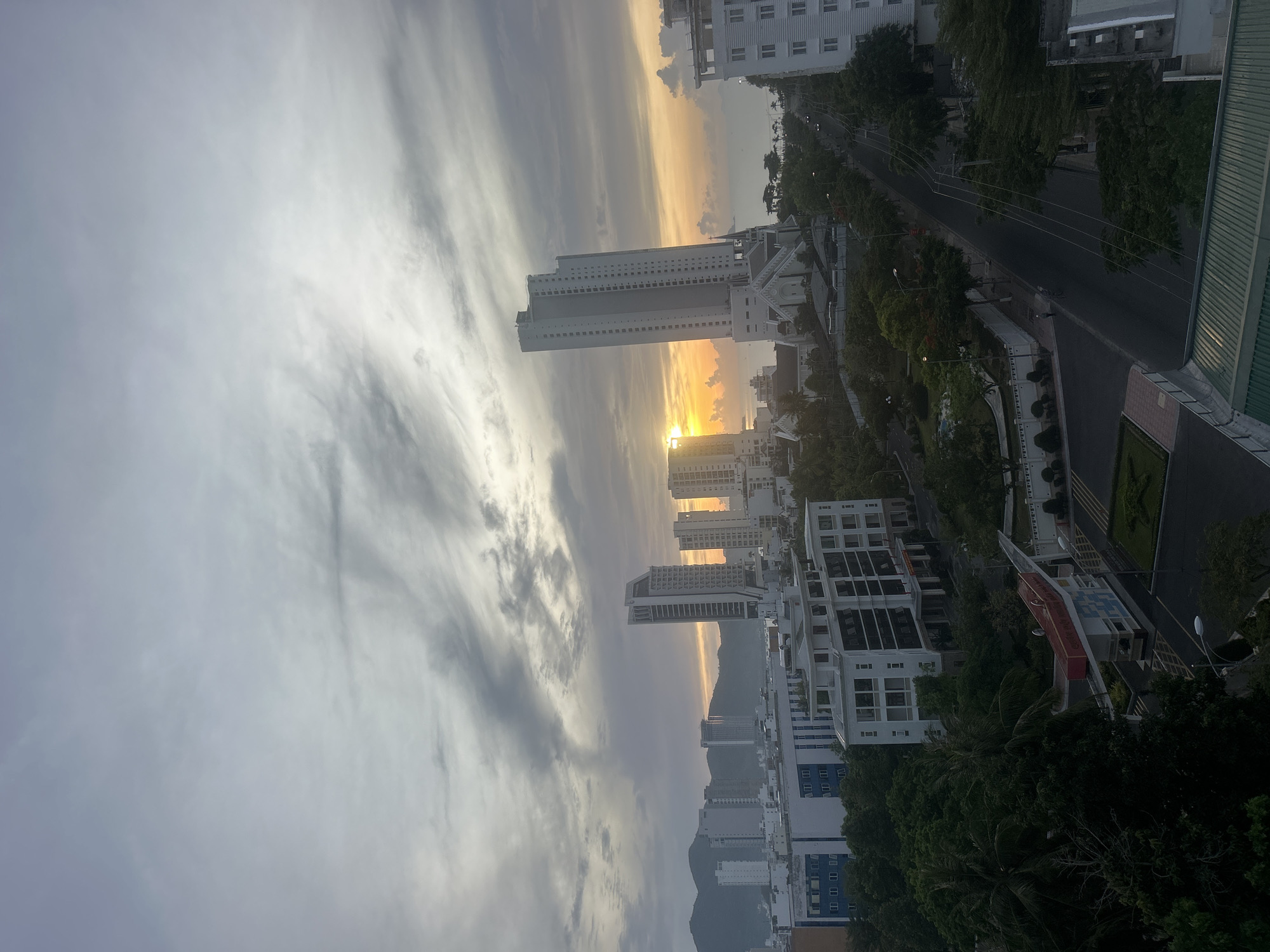 Elevated cityscape view captured in Nha Trang at sunset