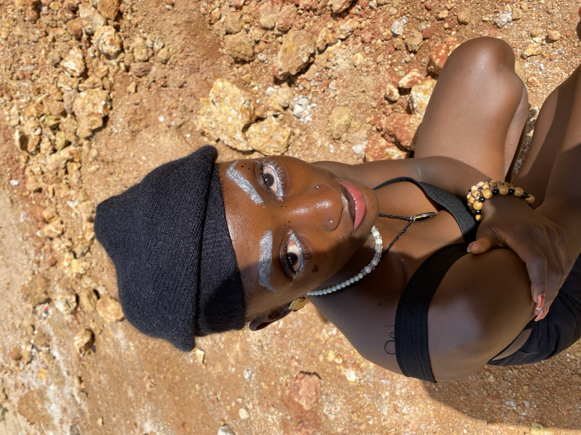 Fashion shoot on rocky terrain near Jos, Nigeria