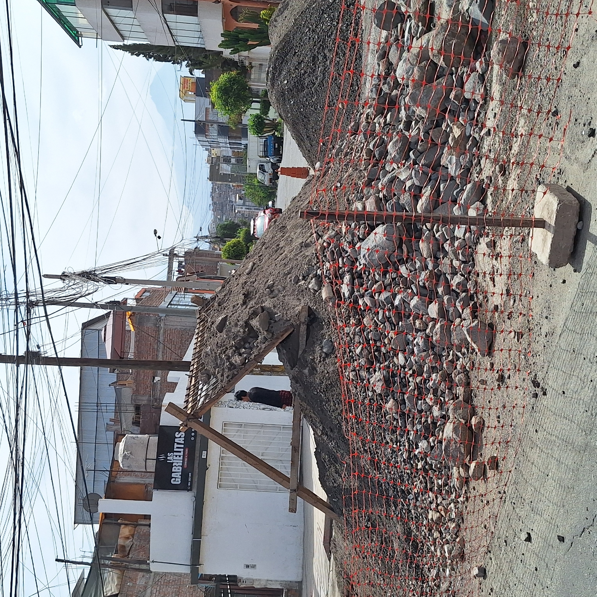 Construction work blocks street in Mariano Melgar, Peru