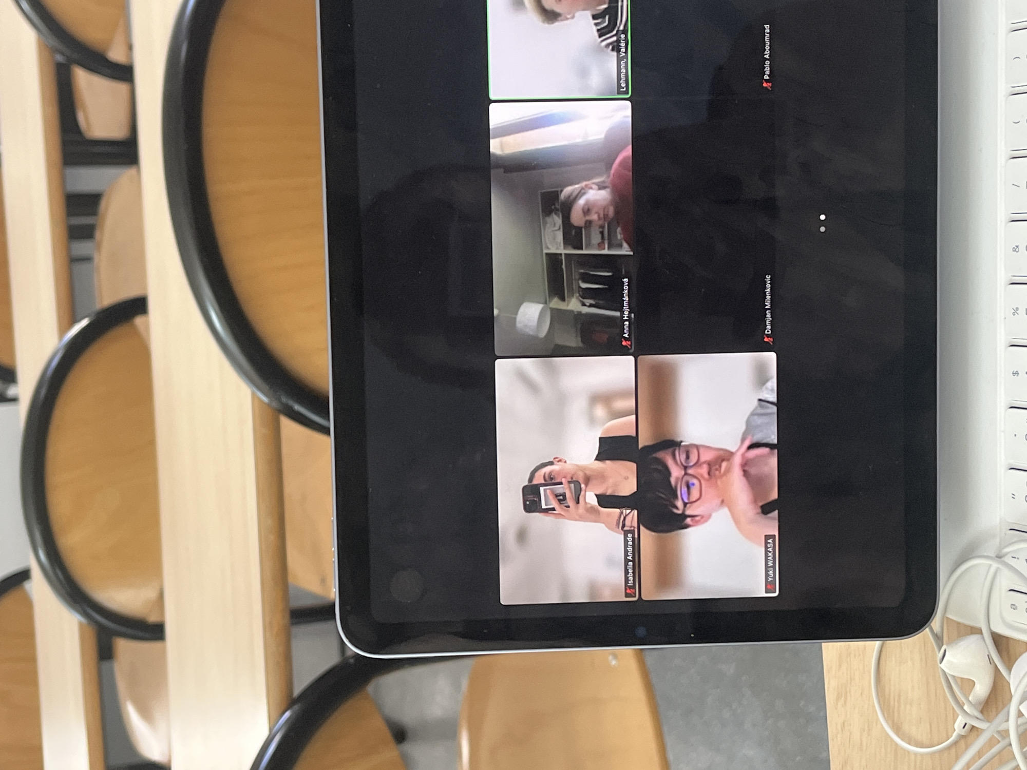 International video conference held in empty Lyon classroom