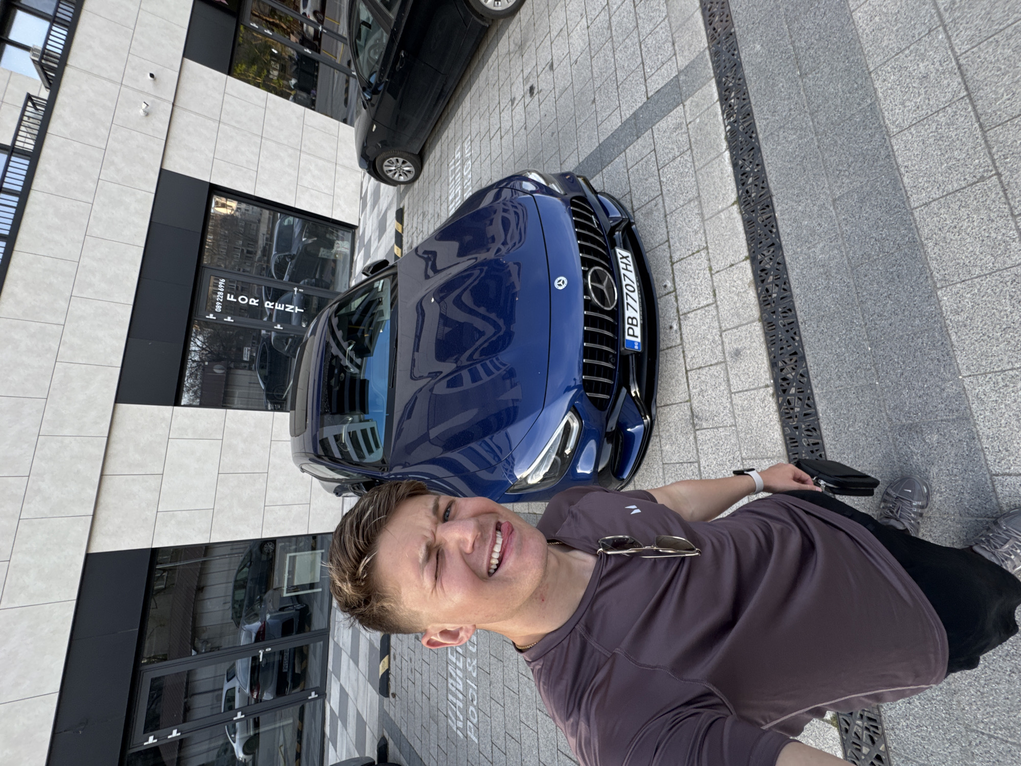 Man poses with luxury Mercedes in Plovdiv