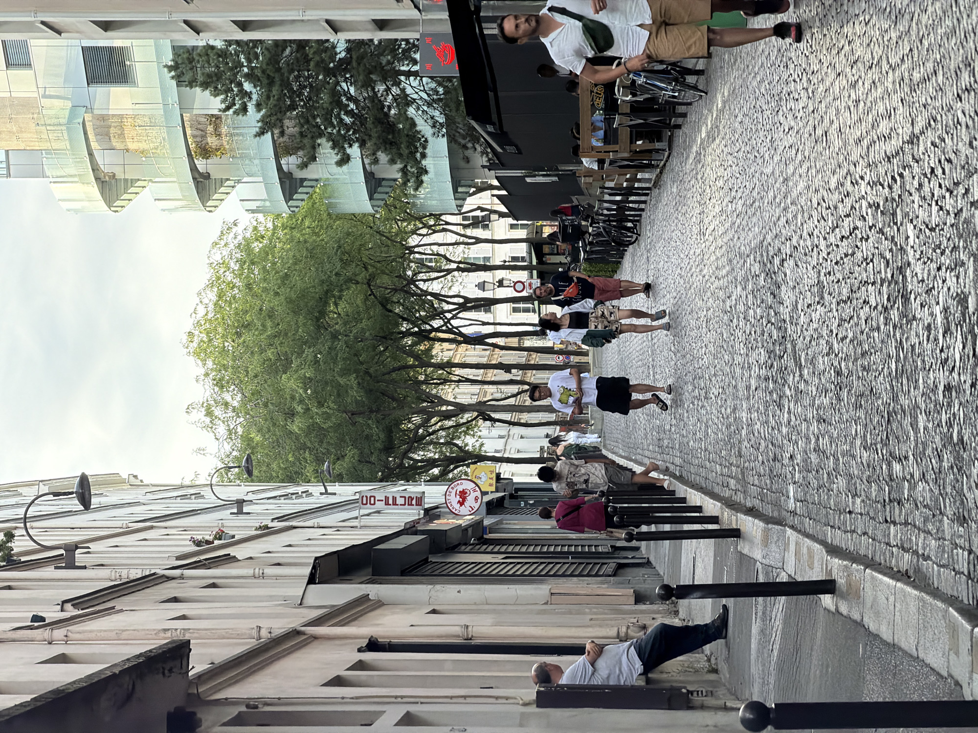 Quiet moment on a cobblestone street in Paris