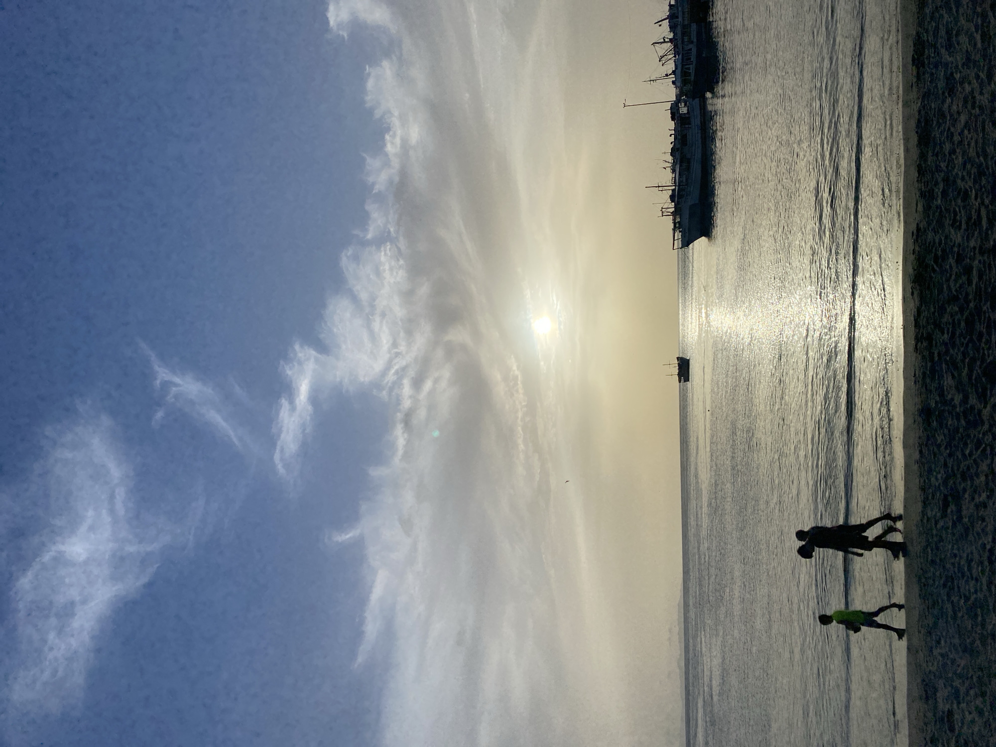 Juan Griego's harbor and beach at golden hour