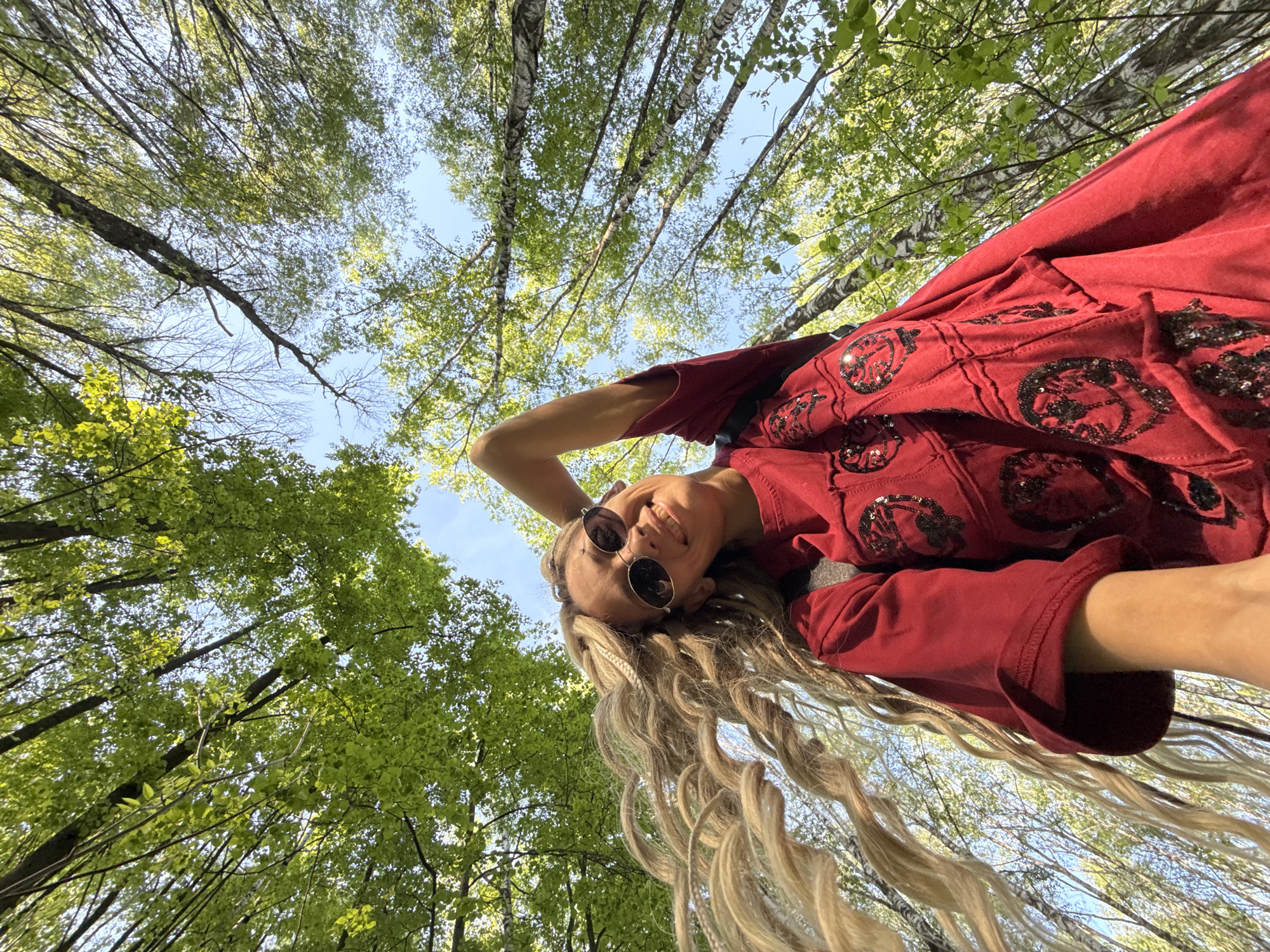 Woman poses for forest portrait in Шебунино, Russia