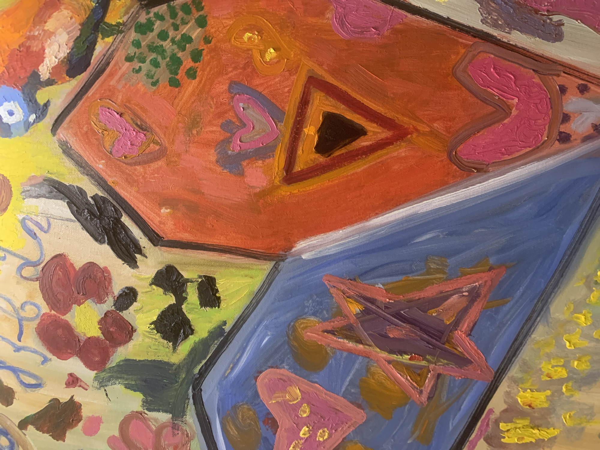 Abstract geometric oil painting observed in Moscow
