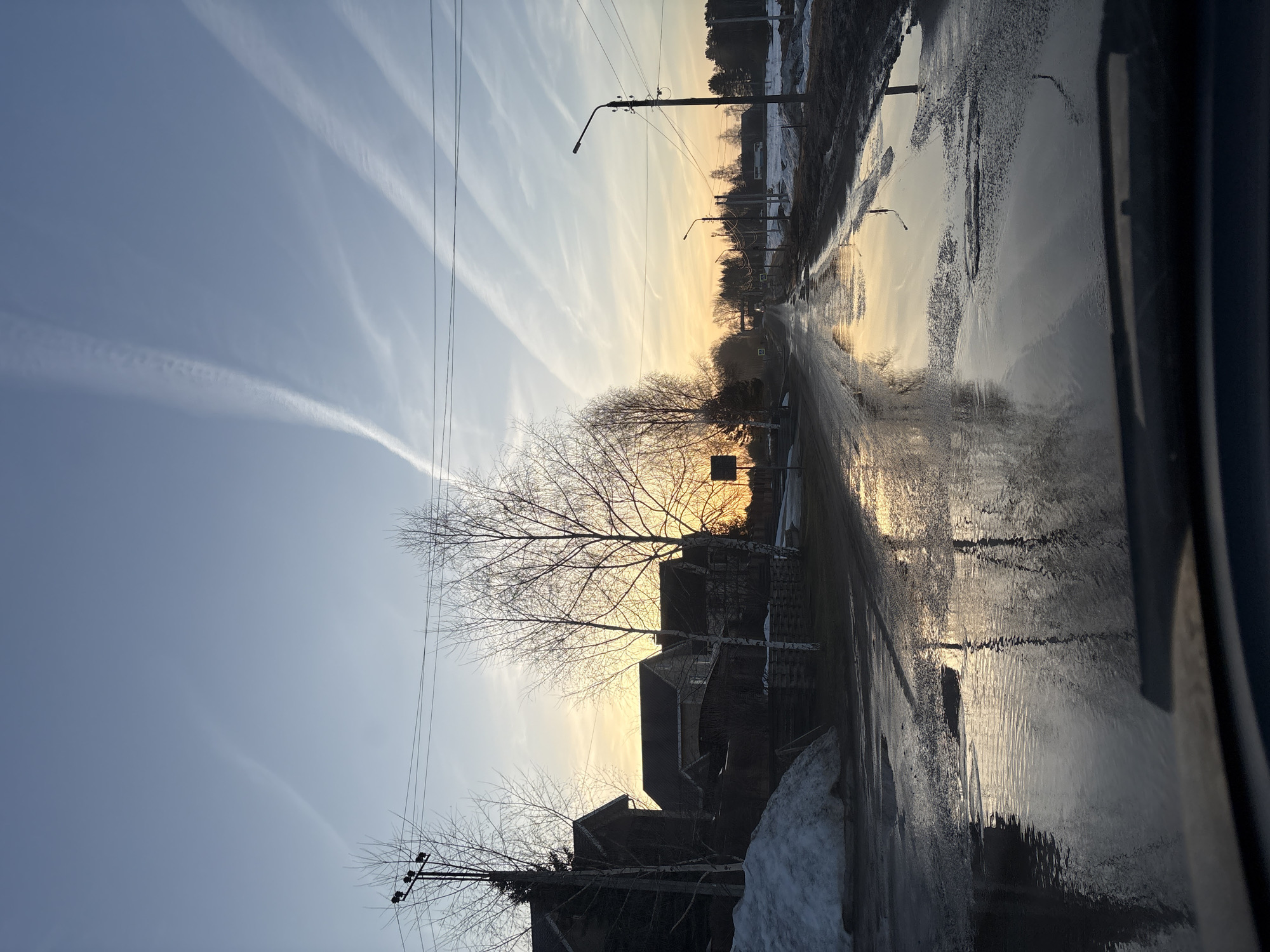 Wet street conditions documented in Прикамский, Russia