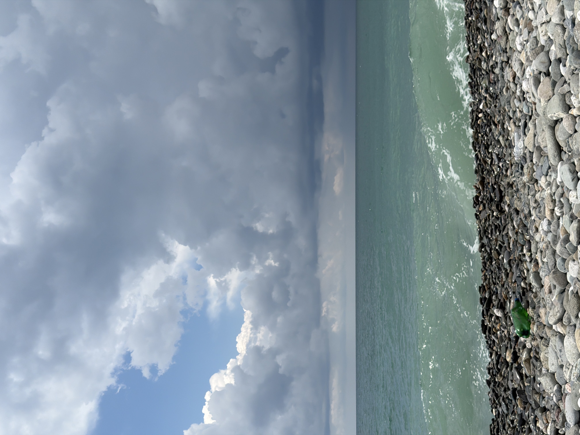 Stormy morning on Sochi's Black Sea pebble beach