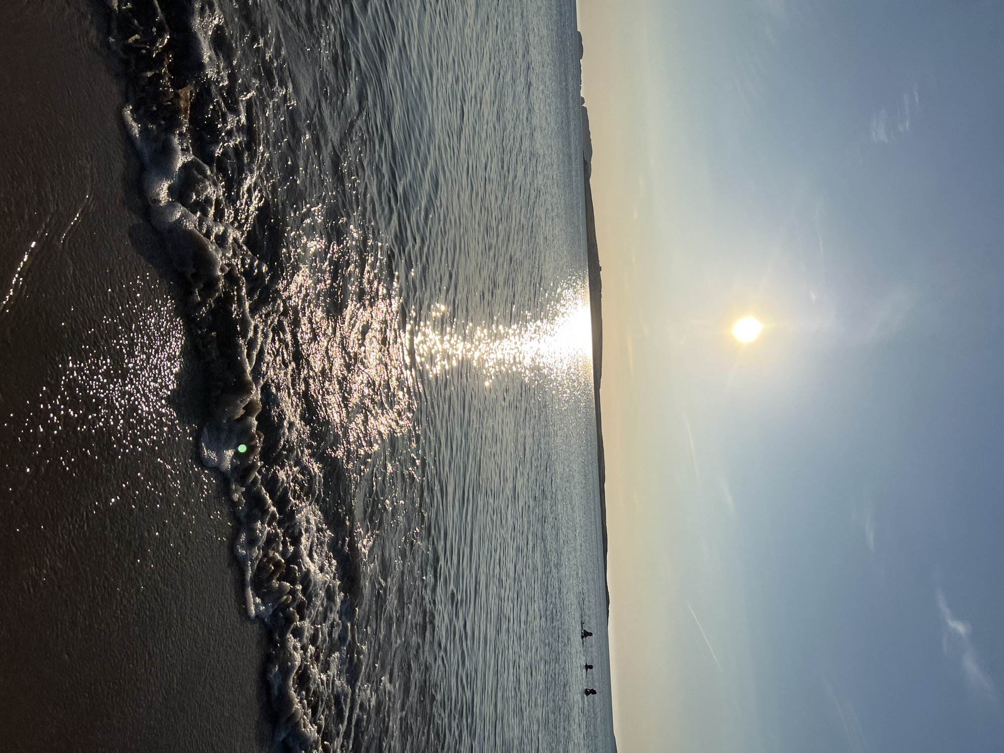 Golden evening light on a quiet Irish beach
