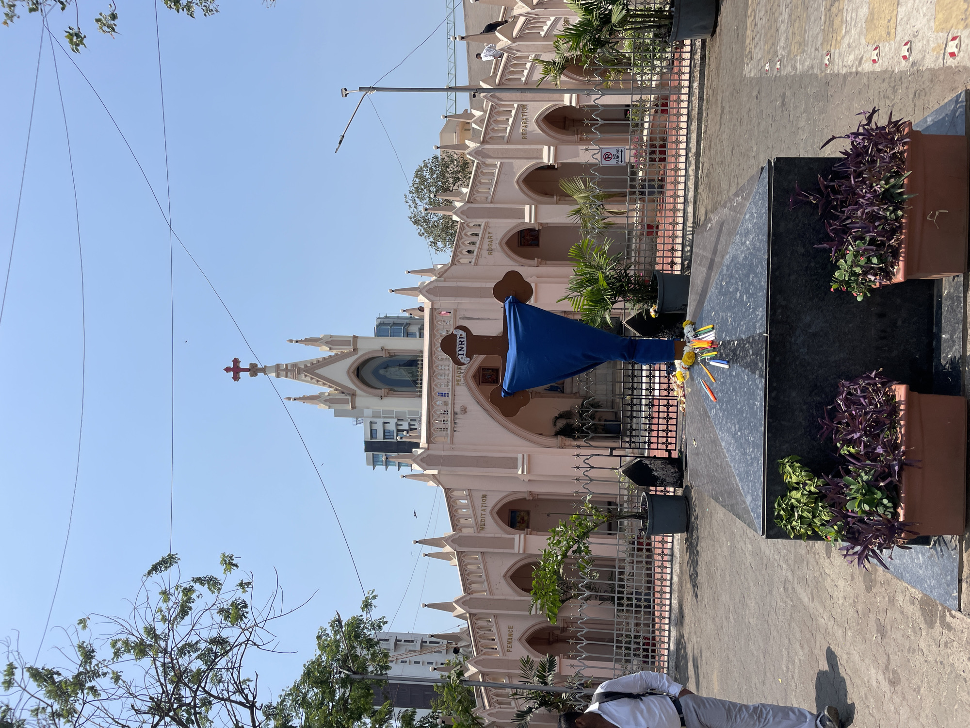 Morning activity documented at Mount Mary Church, Mumbai