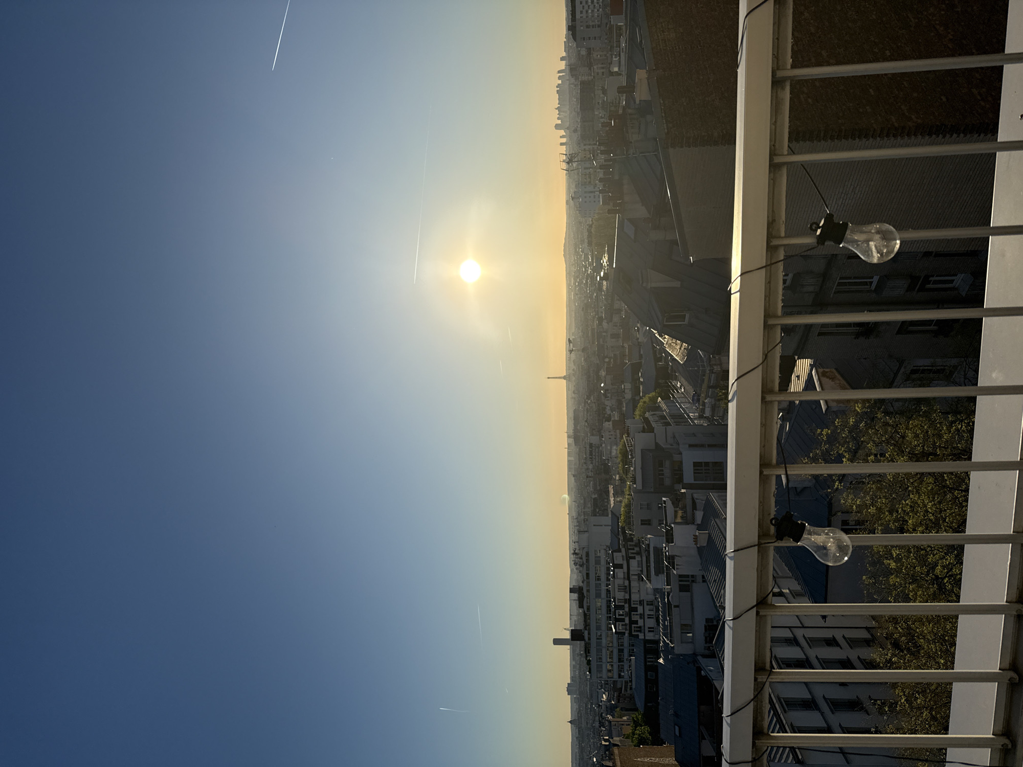 Sunrise view captures Eiffel Tower from Paris balcony