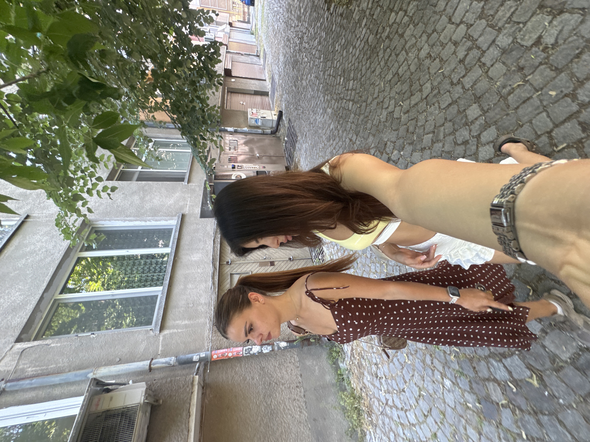 Exploring Plovdiv's Old Town streets on a sunny morning