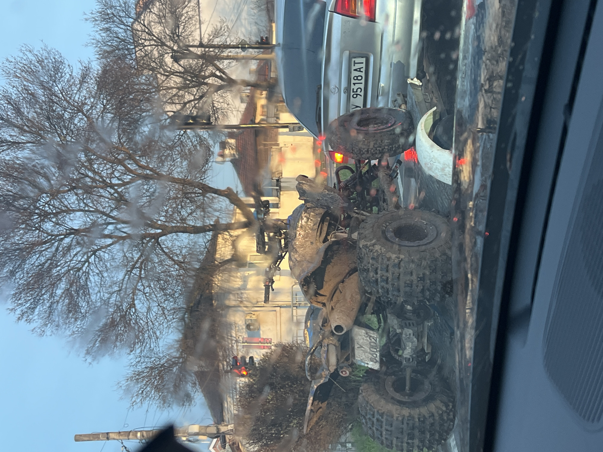 ATV-Mercedes collision documented in rainy Yambol, Bulgaria