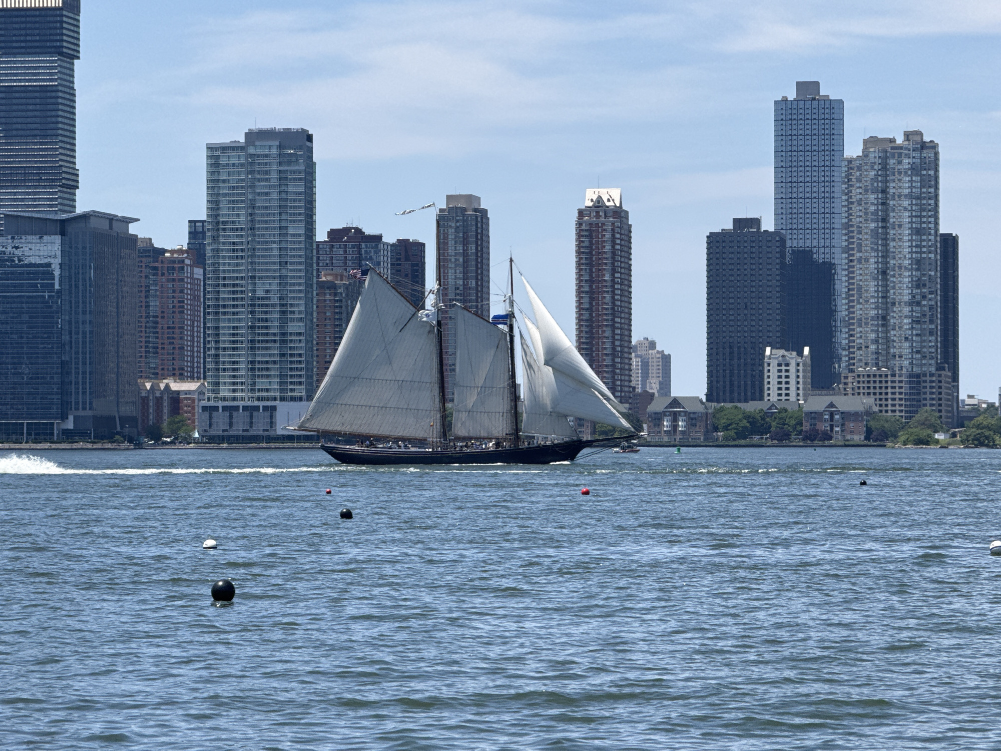 Sailboats on the Hudson with Manhattan skyline, July 4th
