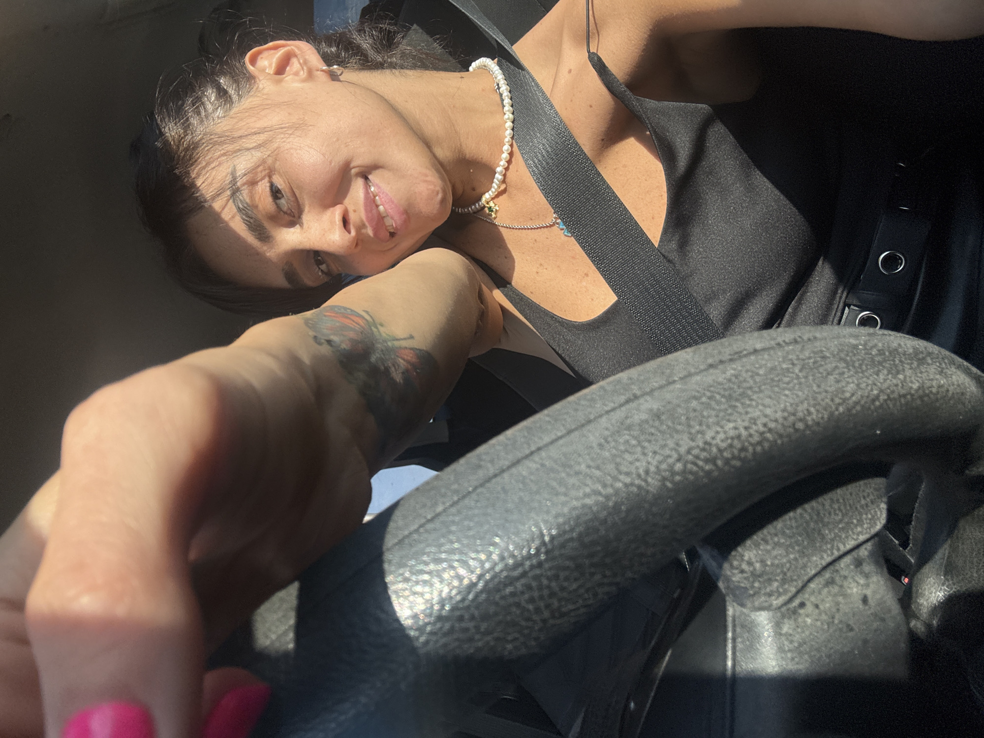 Selfie moment from the driver's seat in Tbilisi