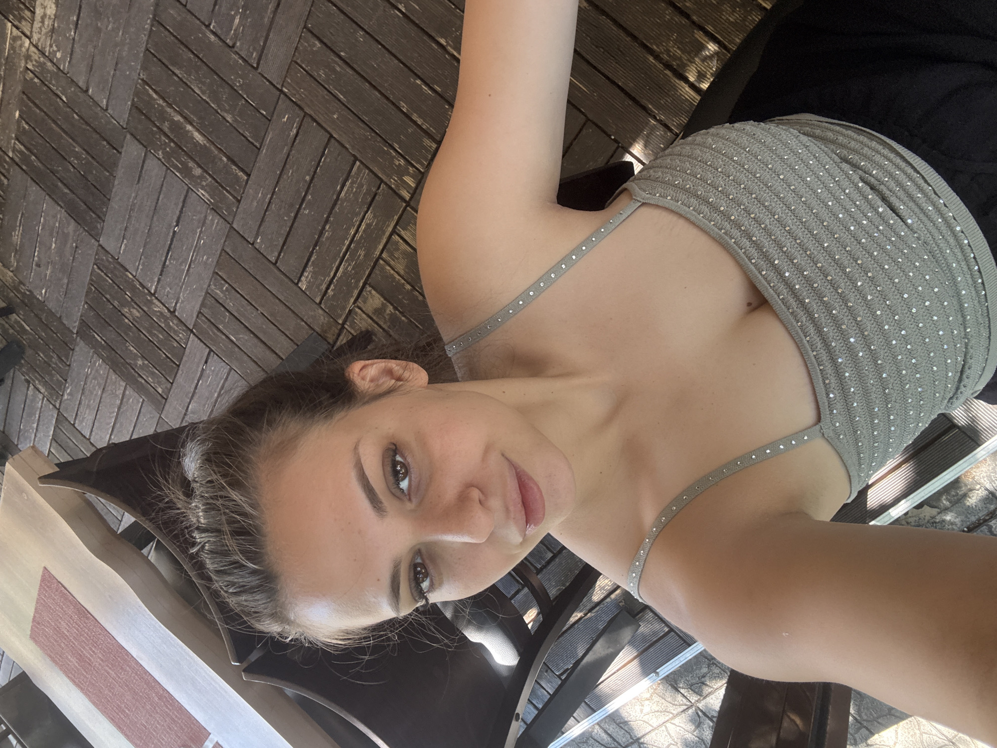 Selfie series at a Plovdiv outdoor café, July morning