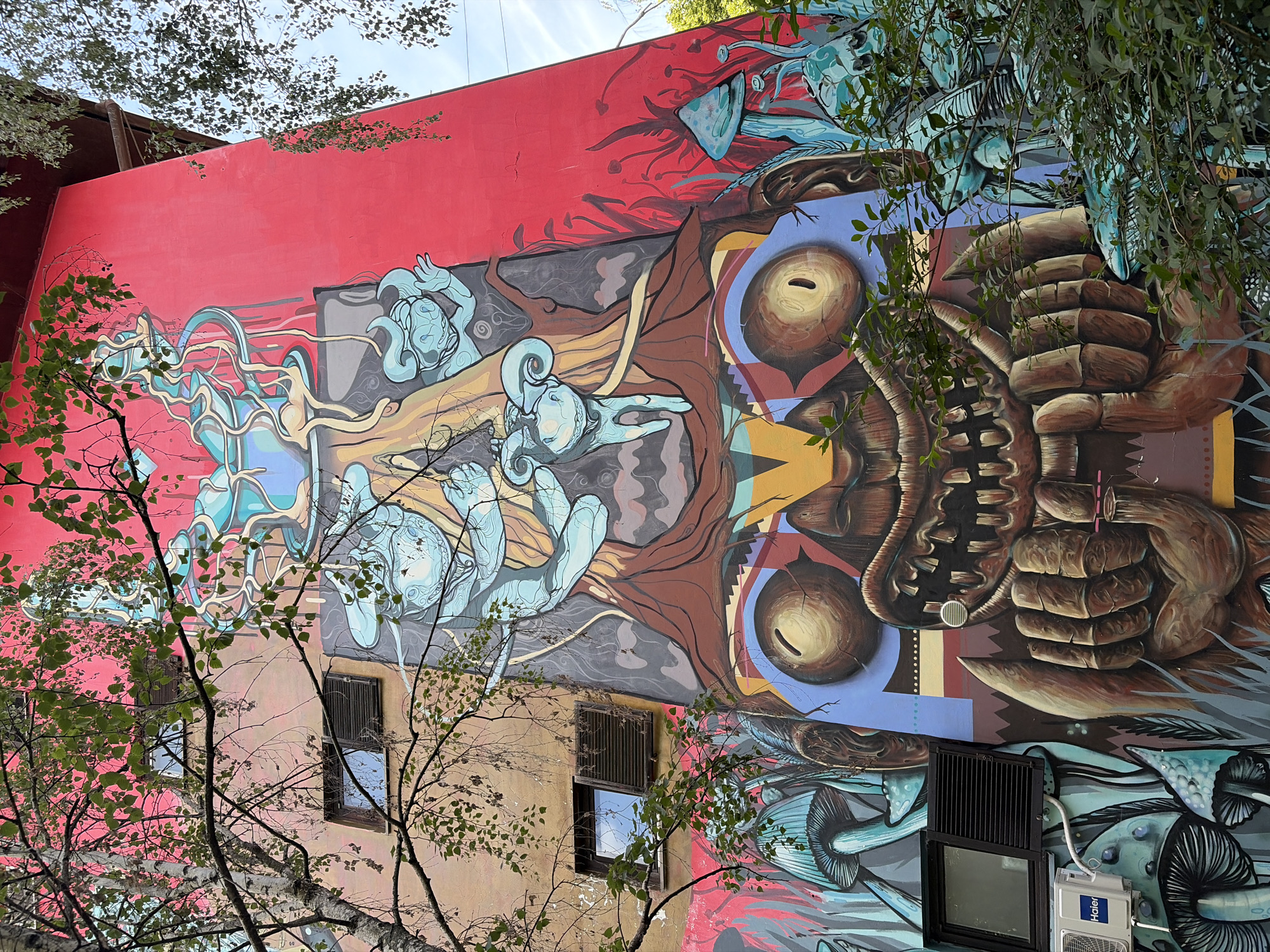 Colorful surreal mural adorns Belgrade building facade