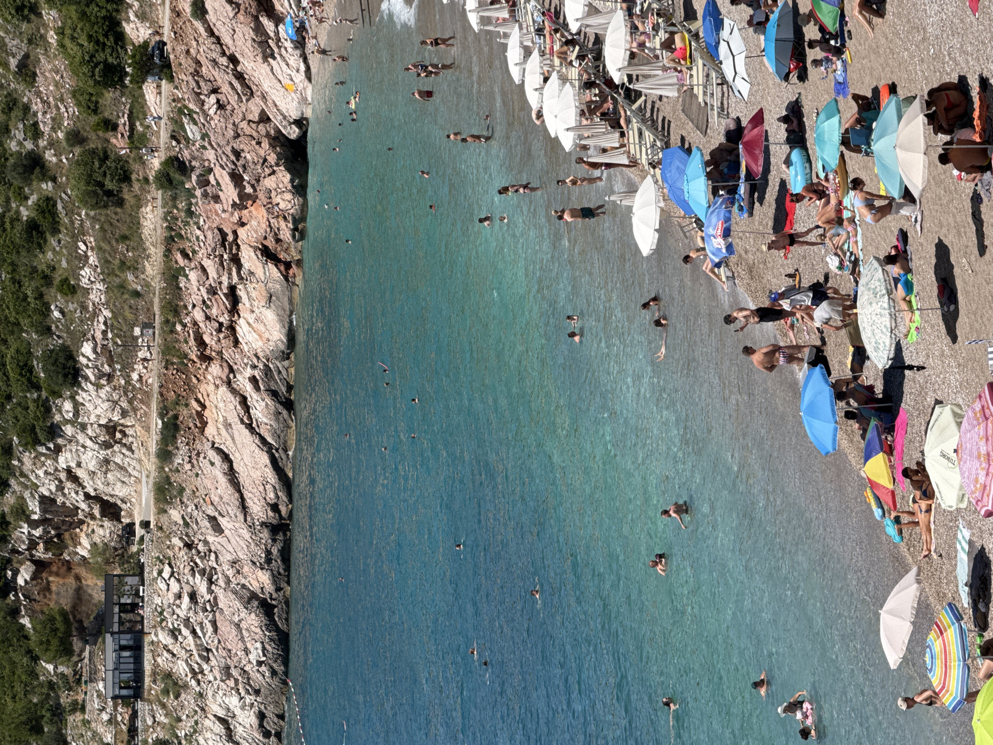 Busy summer day at Kamenovo Beach, Montenegro