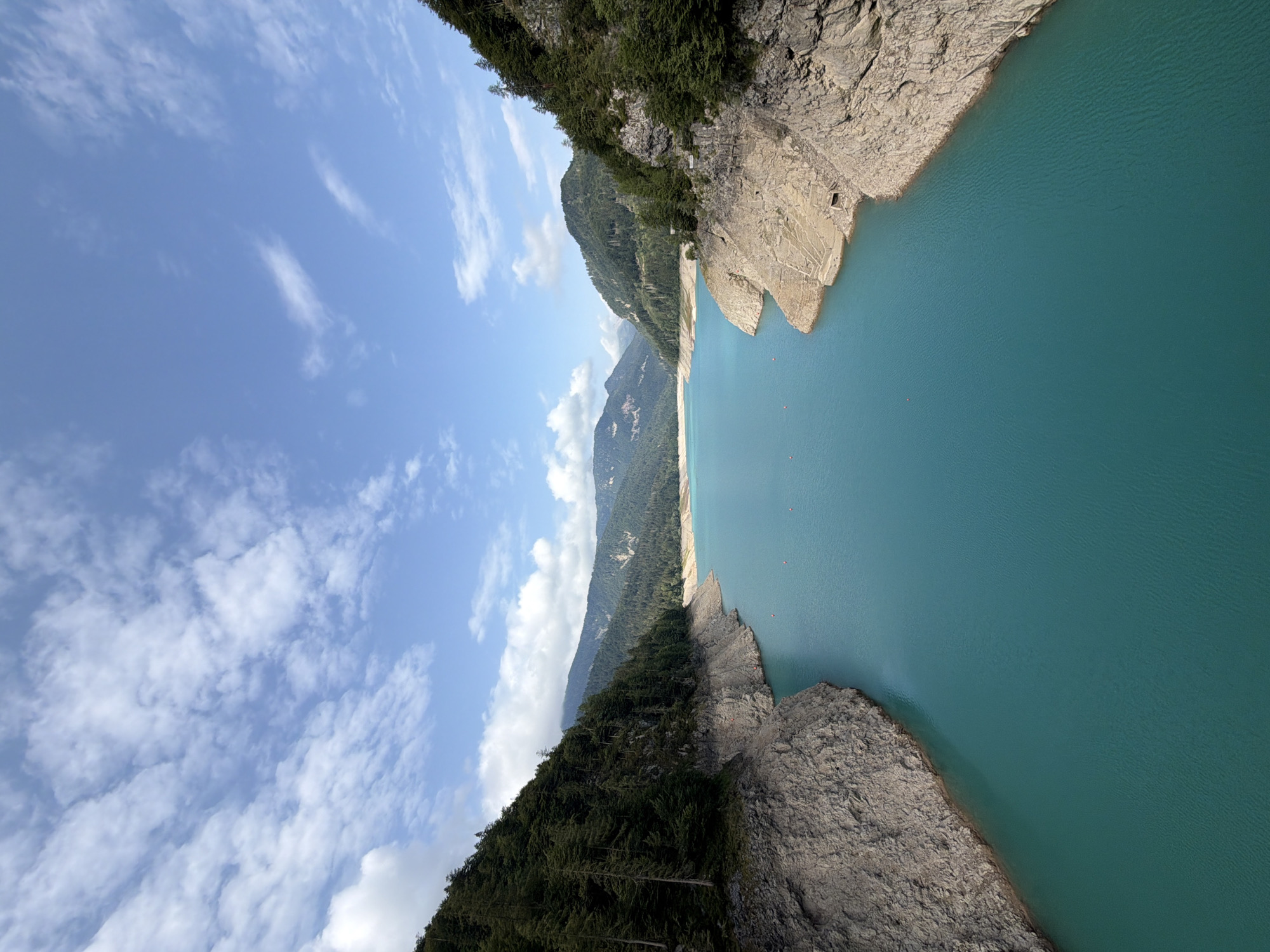 Lago di Sauris reservoir and its alpine surroundings, Italian Alps