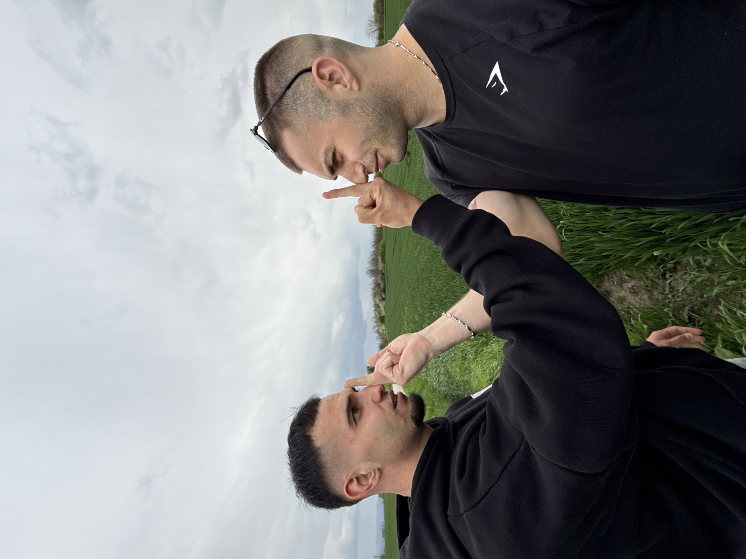 Young men play in field in Shumen, Bulgaria