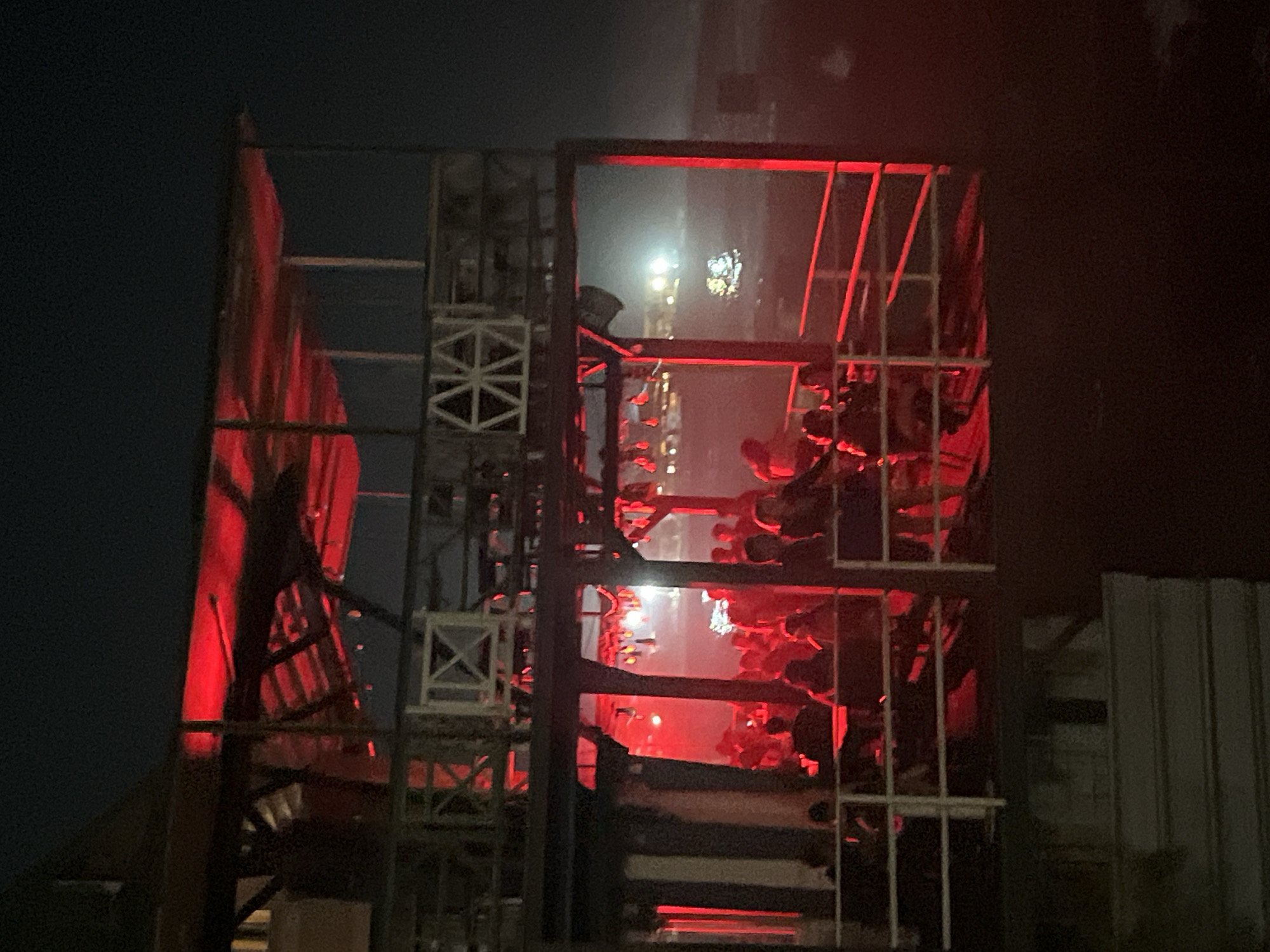 Construction site illuminated with red lights observed in Arica
