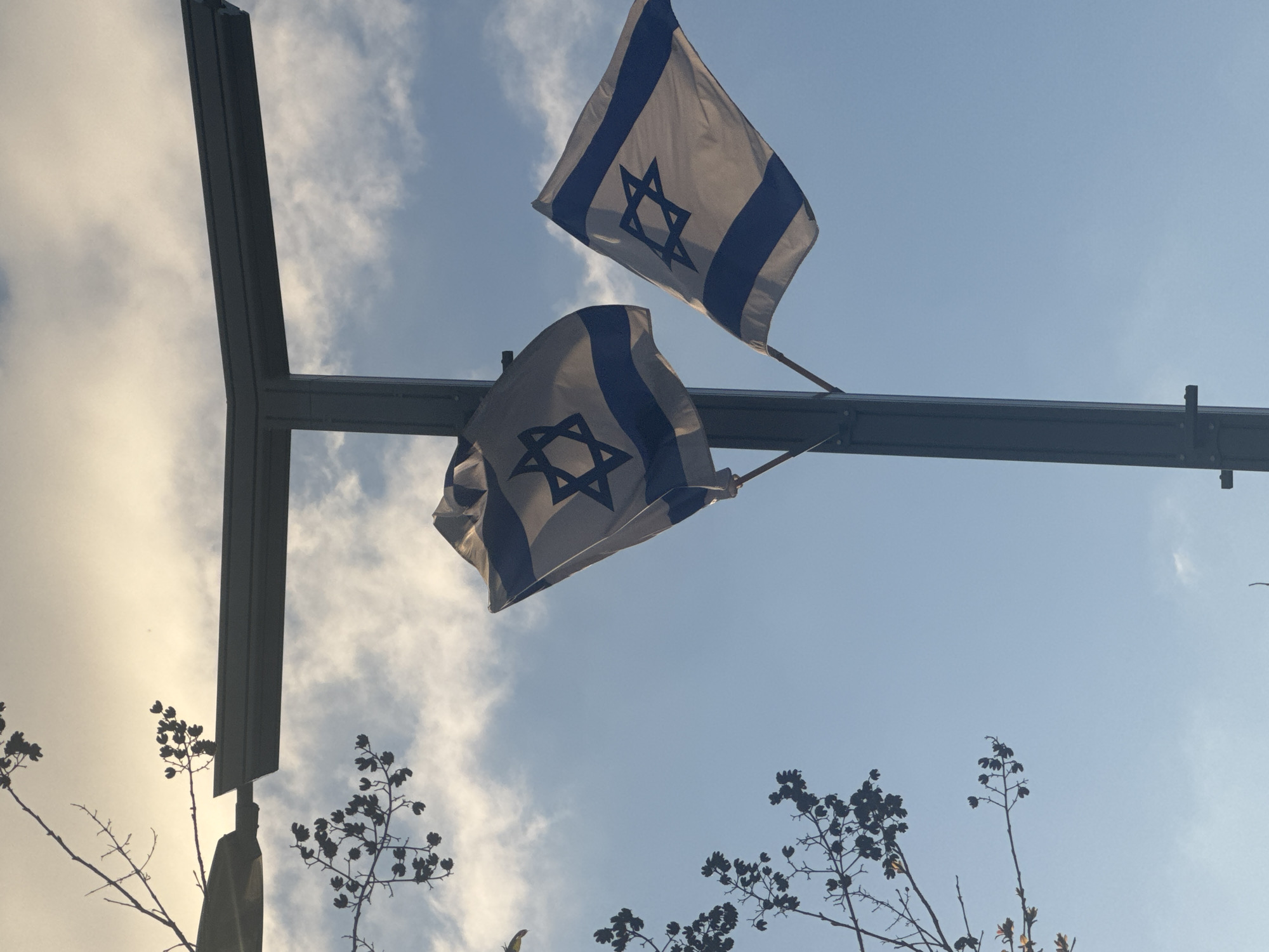 Israeli flags observed on pole in Tel-Aviv