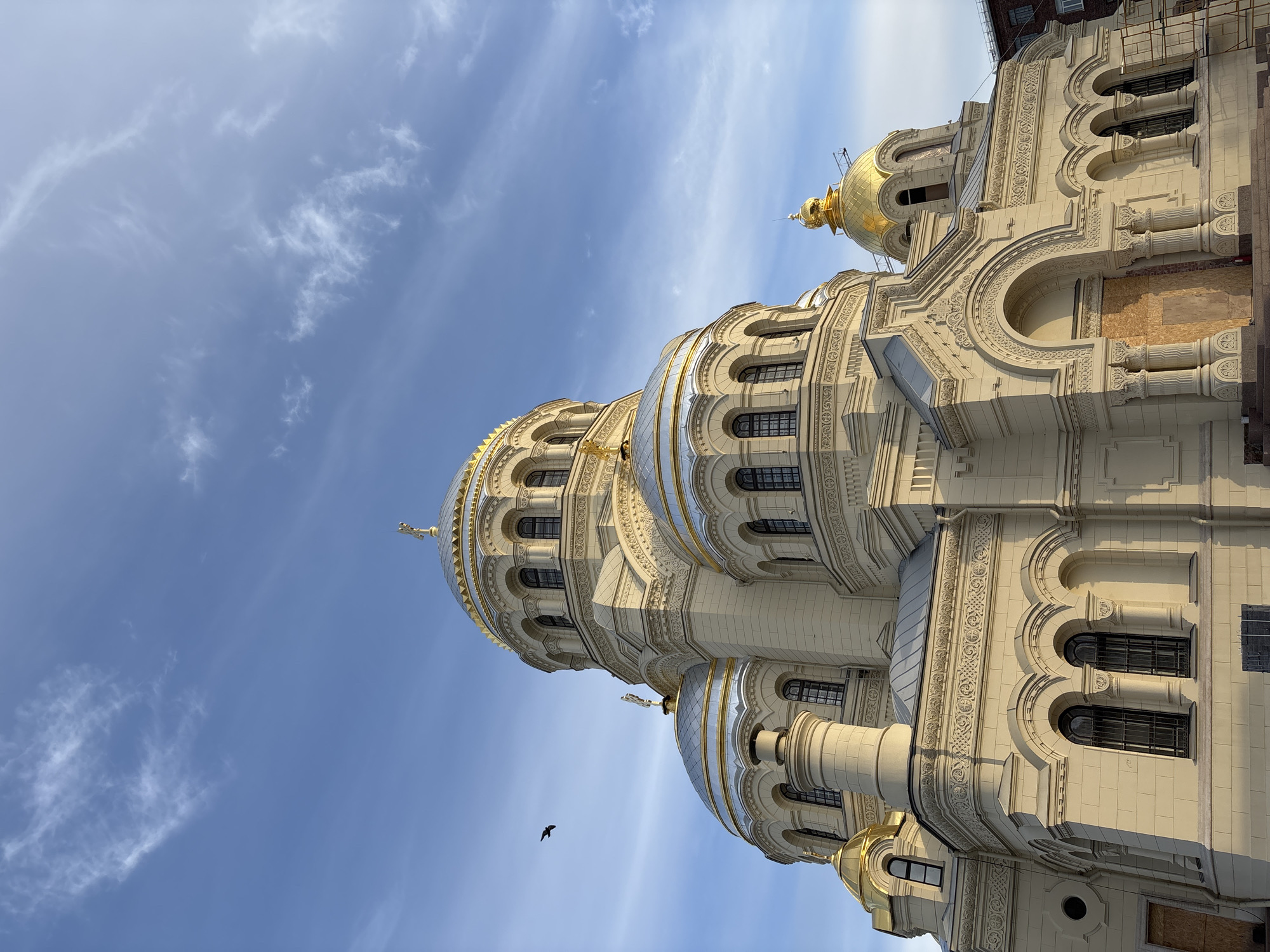 Tourist captures Naval Cathedral views in Kronstadt, Saint Petersburg