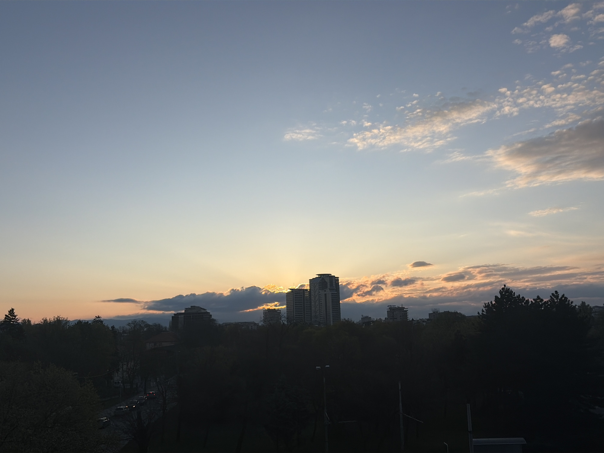 Sunset captured over Sofia Bulgaria skyline April 23