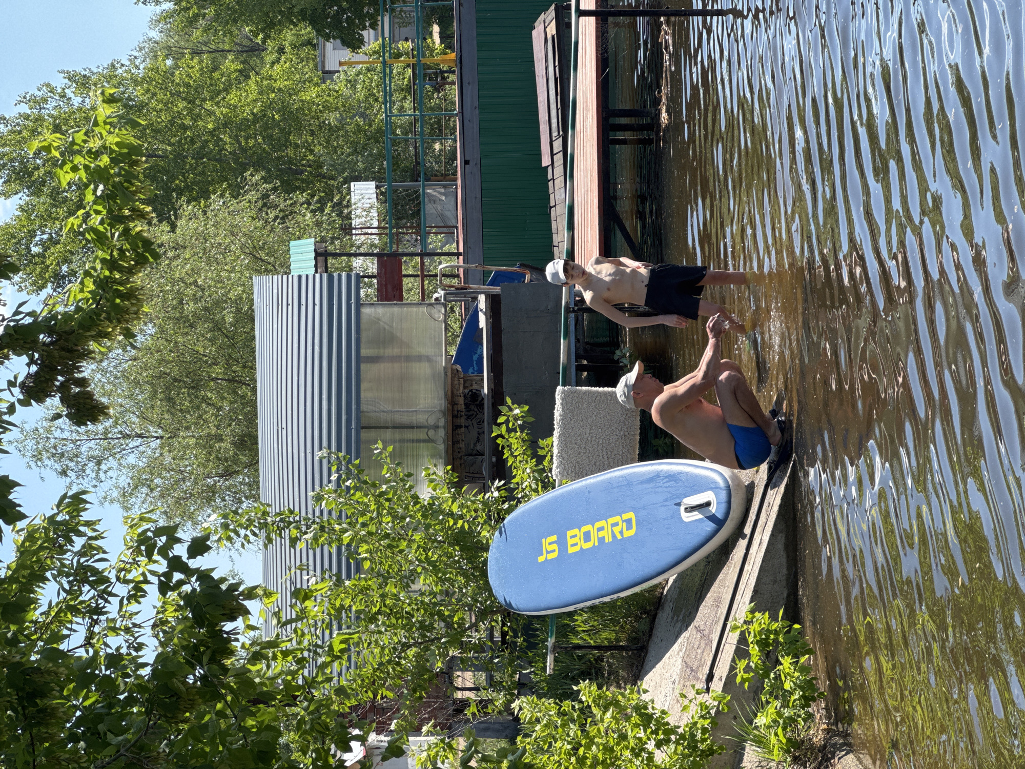 Morning riverside recreation captured along Kama River in Chaikovsky