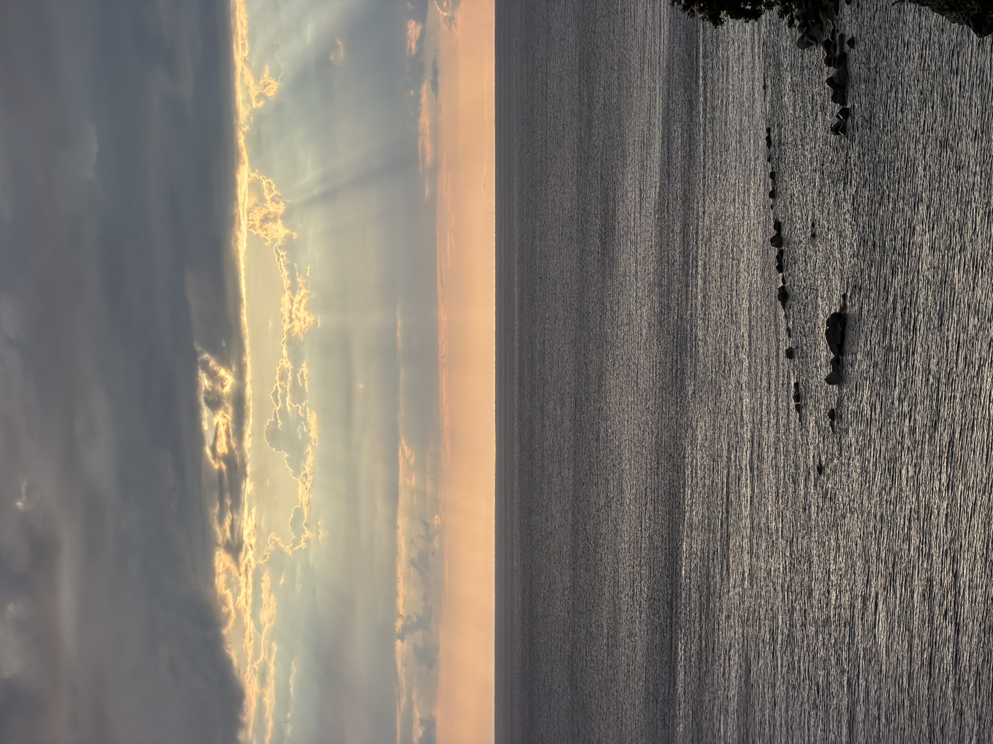 Dog watches sunset from cliffs near Mirište, Montenegro