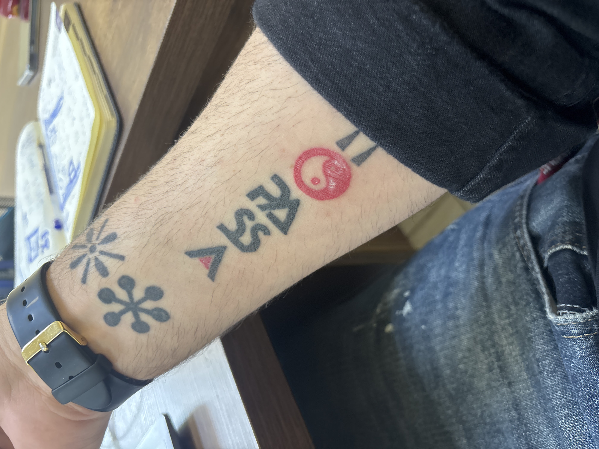 Tattooed forearm with floral designs documented in Tbilisi