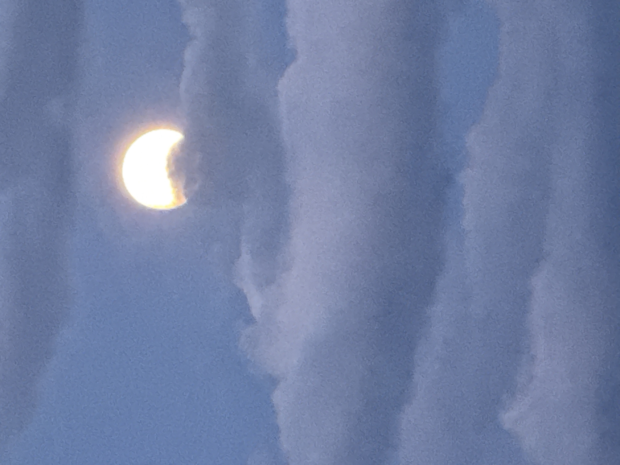Celestial object observed through clouds in Kokshetau, Kazakhstan