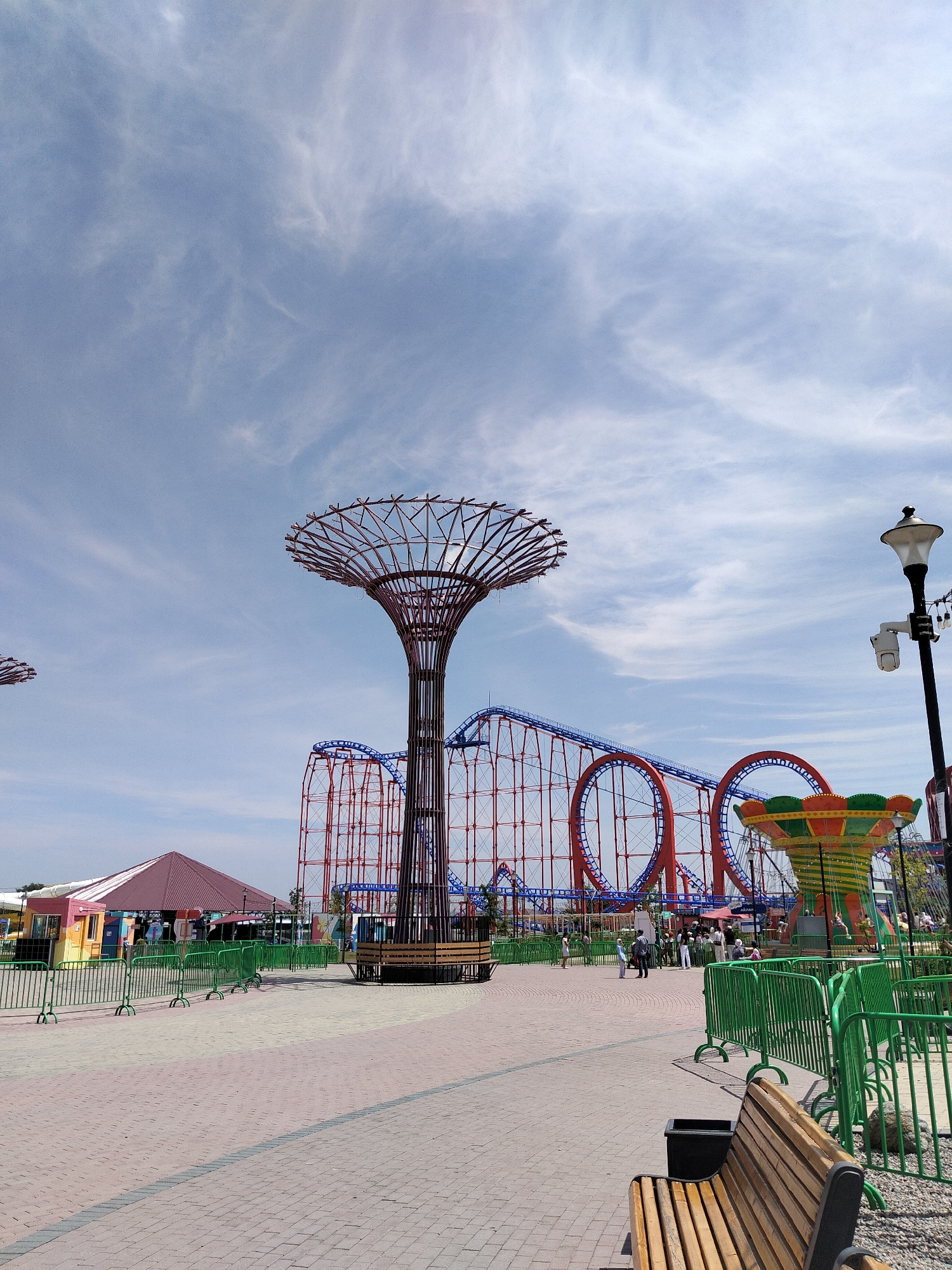 Bishkek amusement park on a clear summer morning