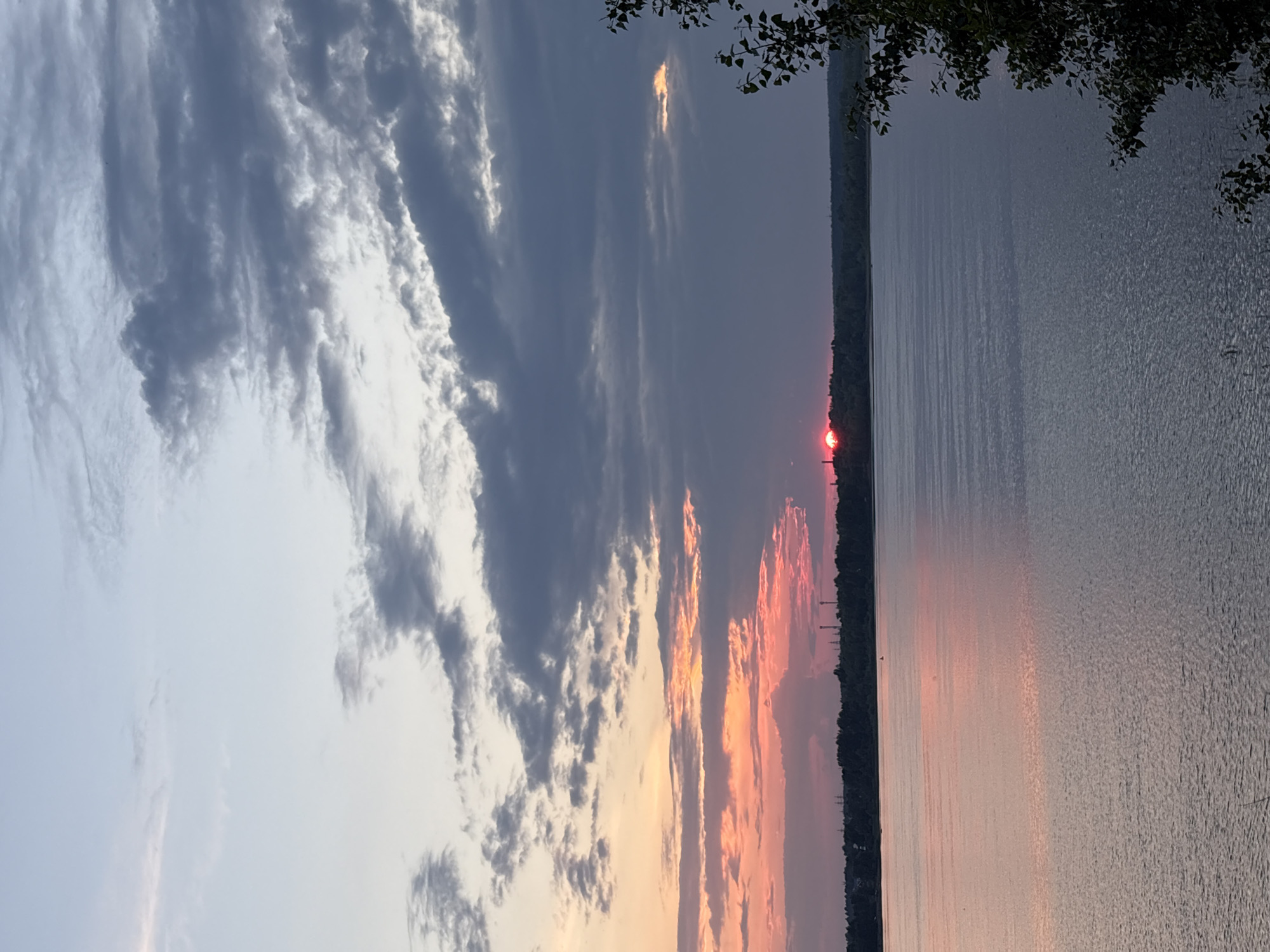 Dramatic sunset over Kama River in Chaikovsky Russia