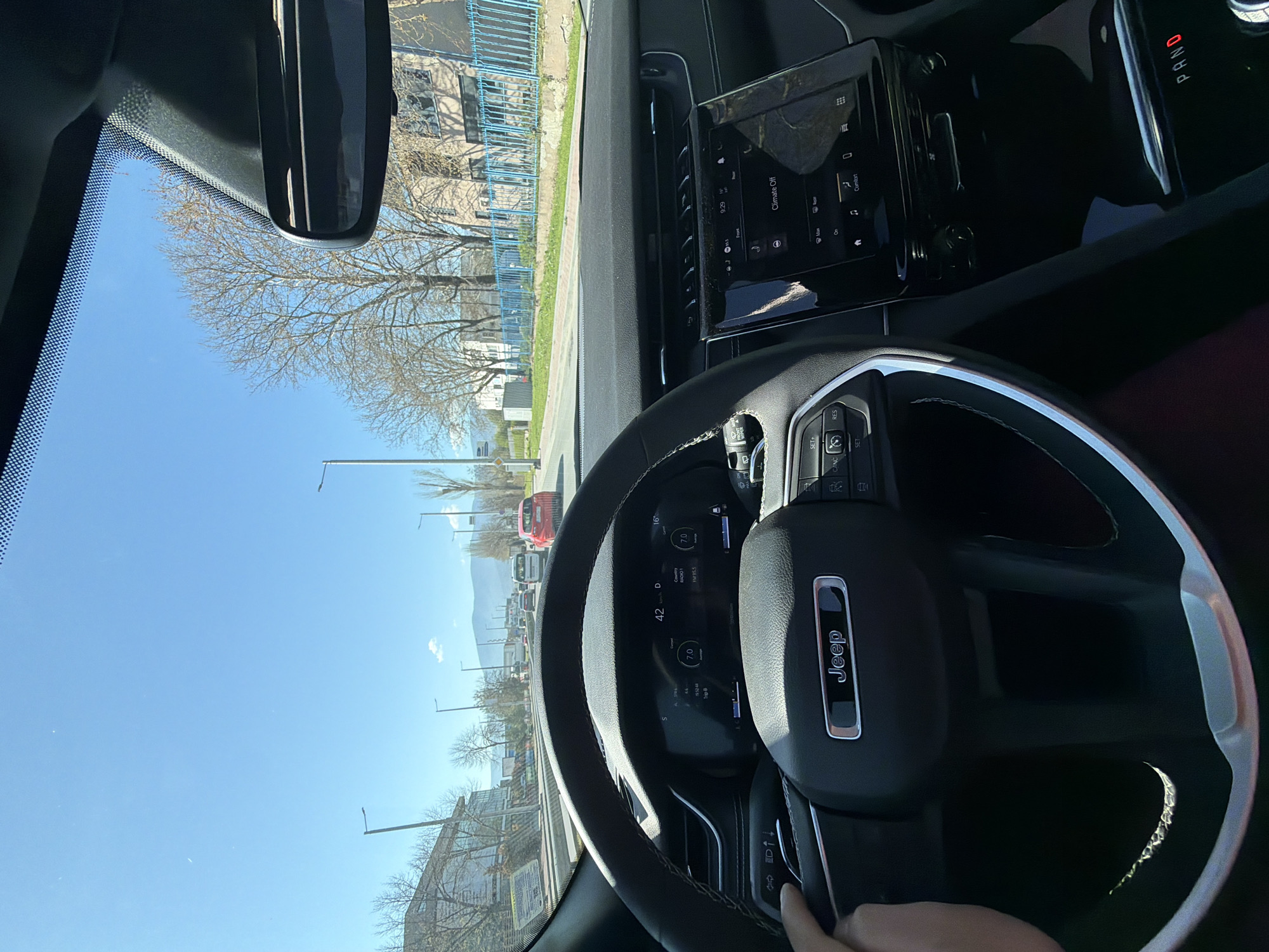 Driver's seat view of Jeep interior documented in Plovdiv