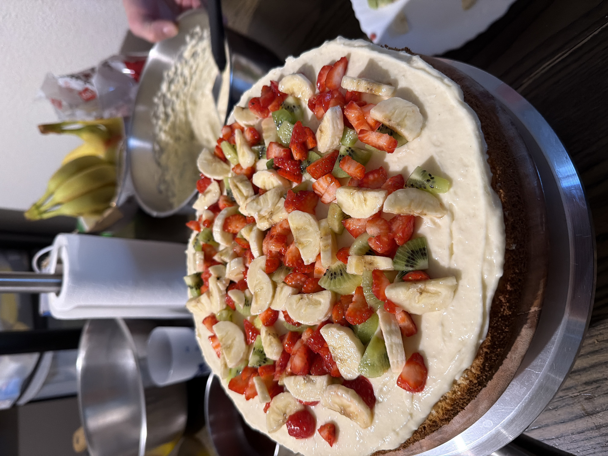 Fresh fruit cake preparation observed in Strasbourg bakery