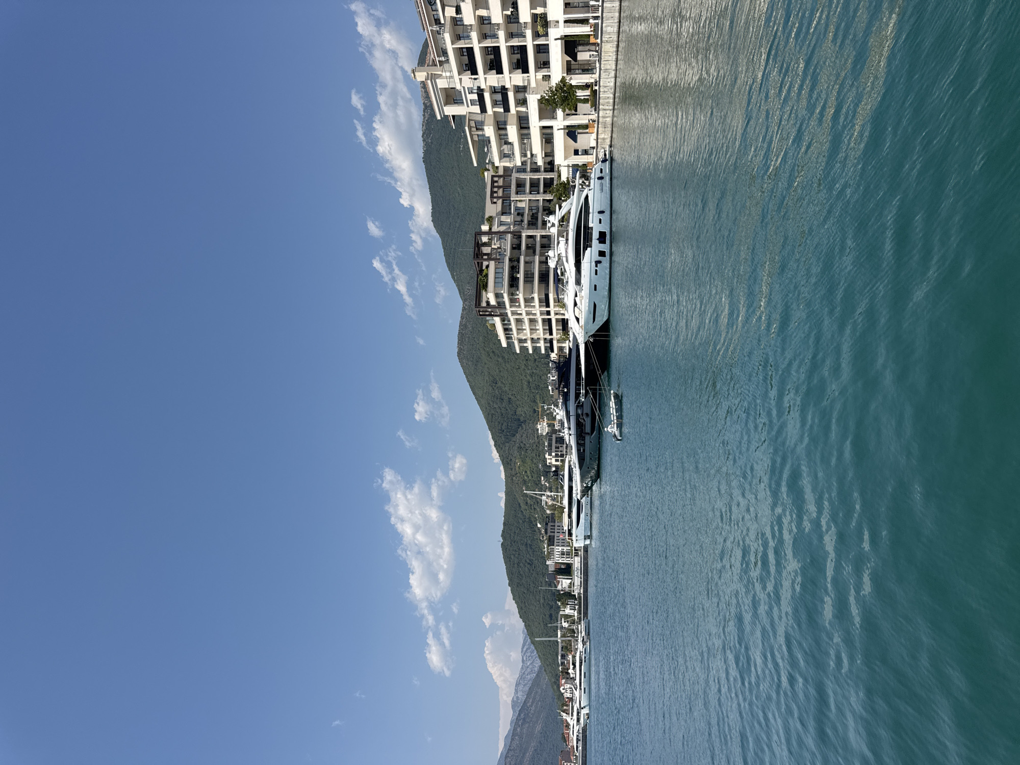 Porto Montenegro marina and waterfront on a sunny afternoon