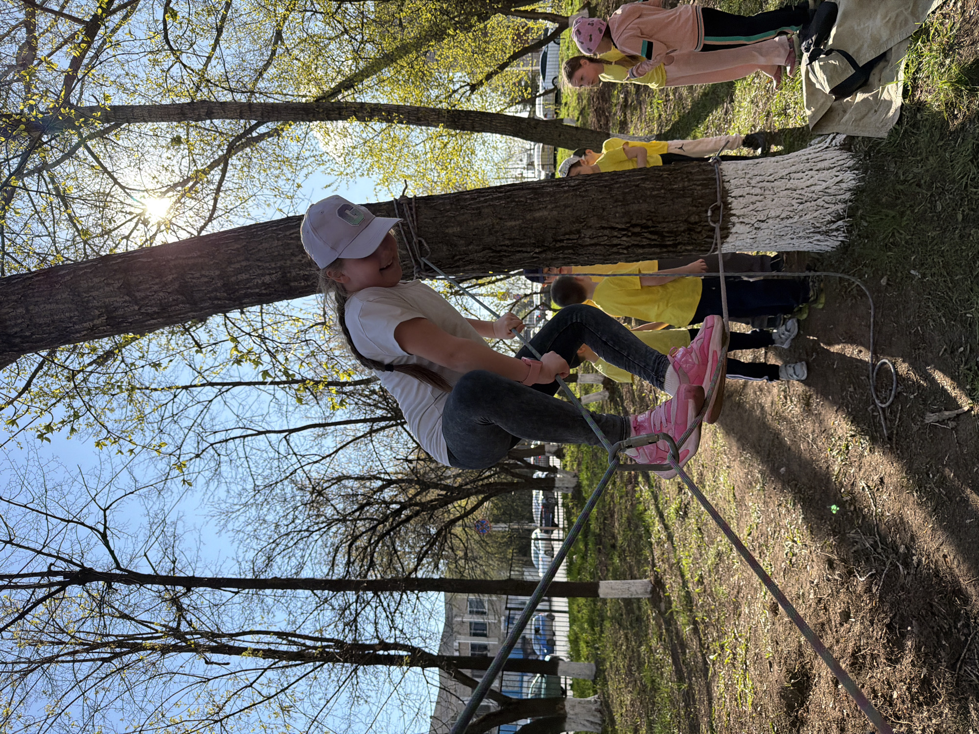 Children navigate rope courses in Izhevsk park