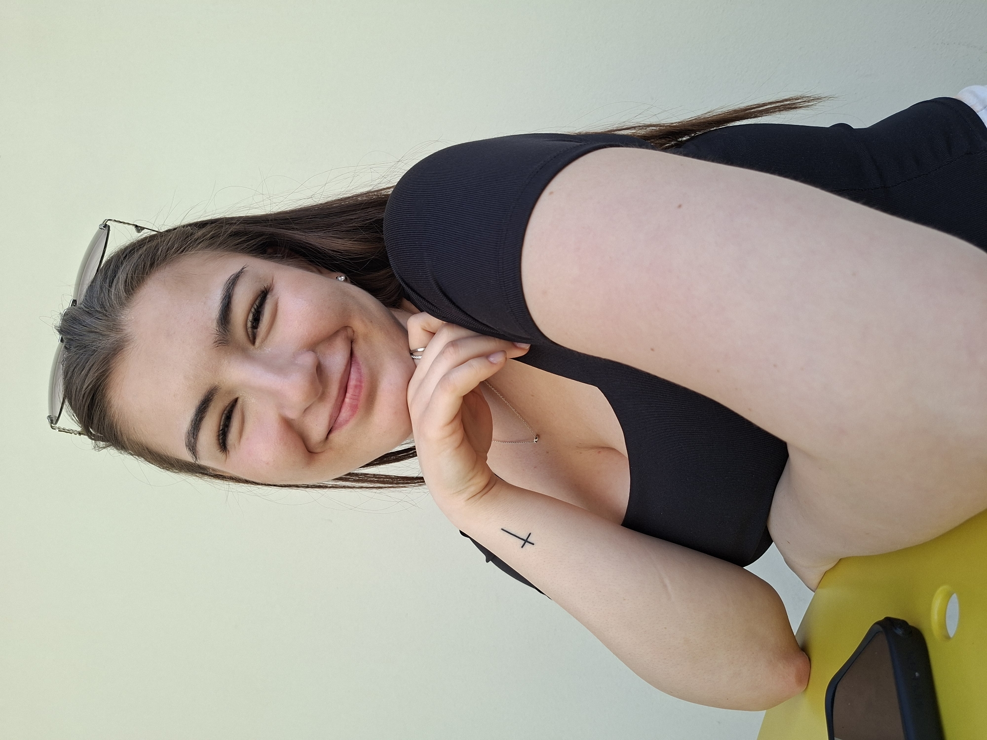 Woman enjoys casual moment in Milan
