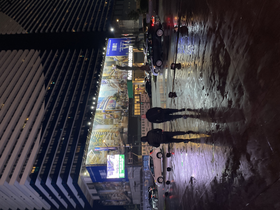 Witness Documents Rain-Soaked Evening Streets Across Batumi, Georgia