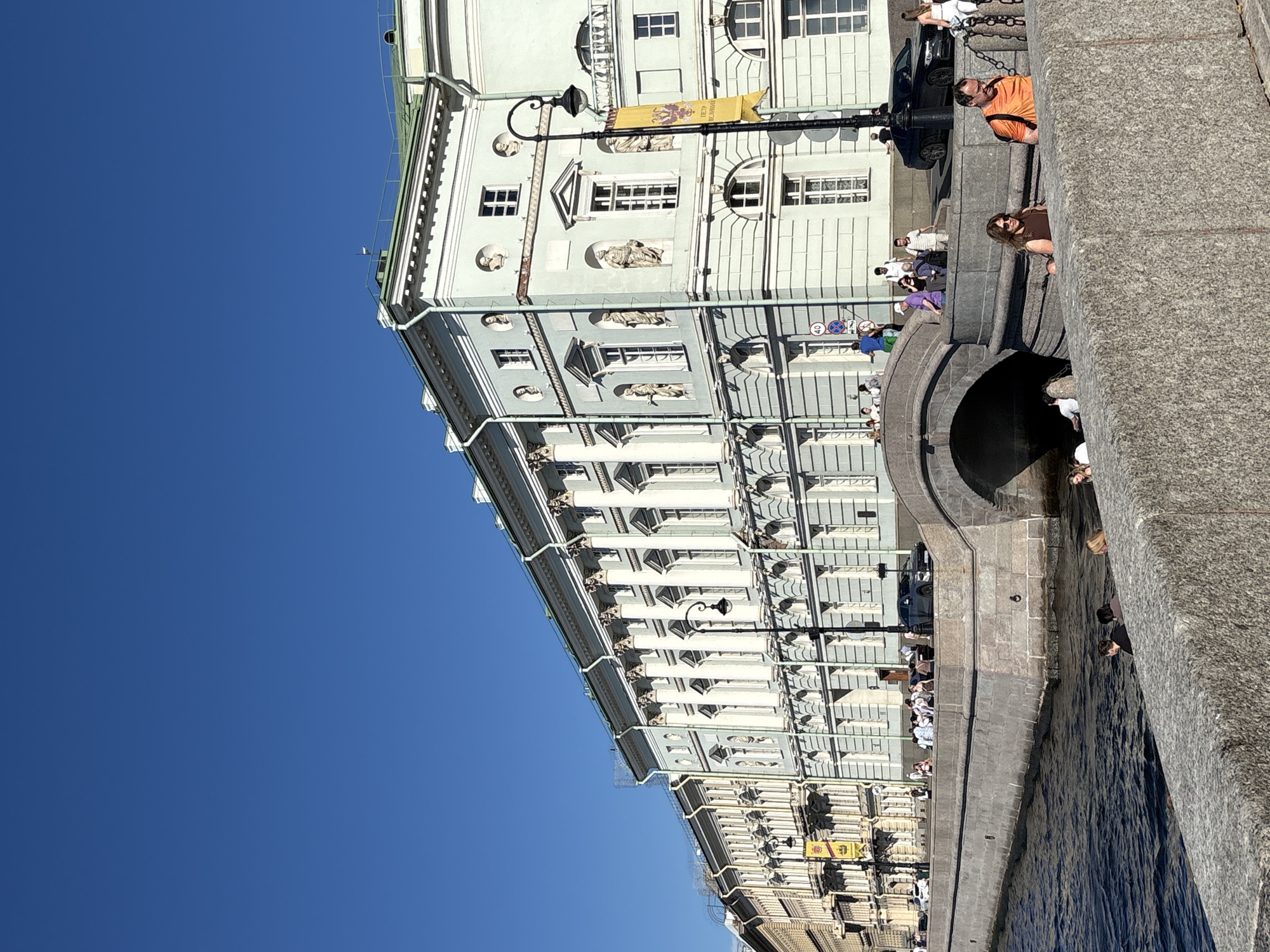 Tourist documents sunny afternoon tour of St. Petersburg landmarks