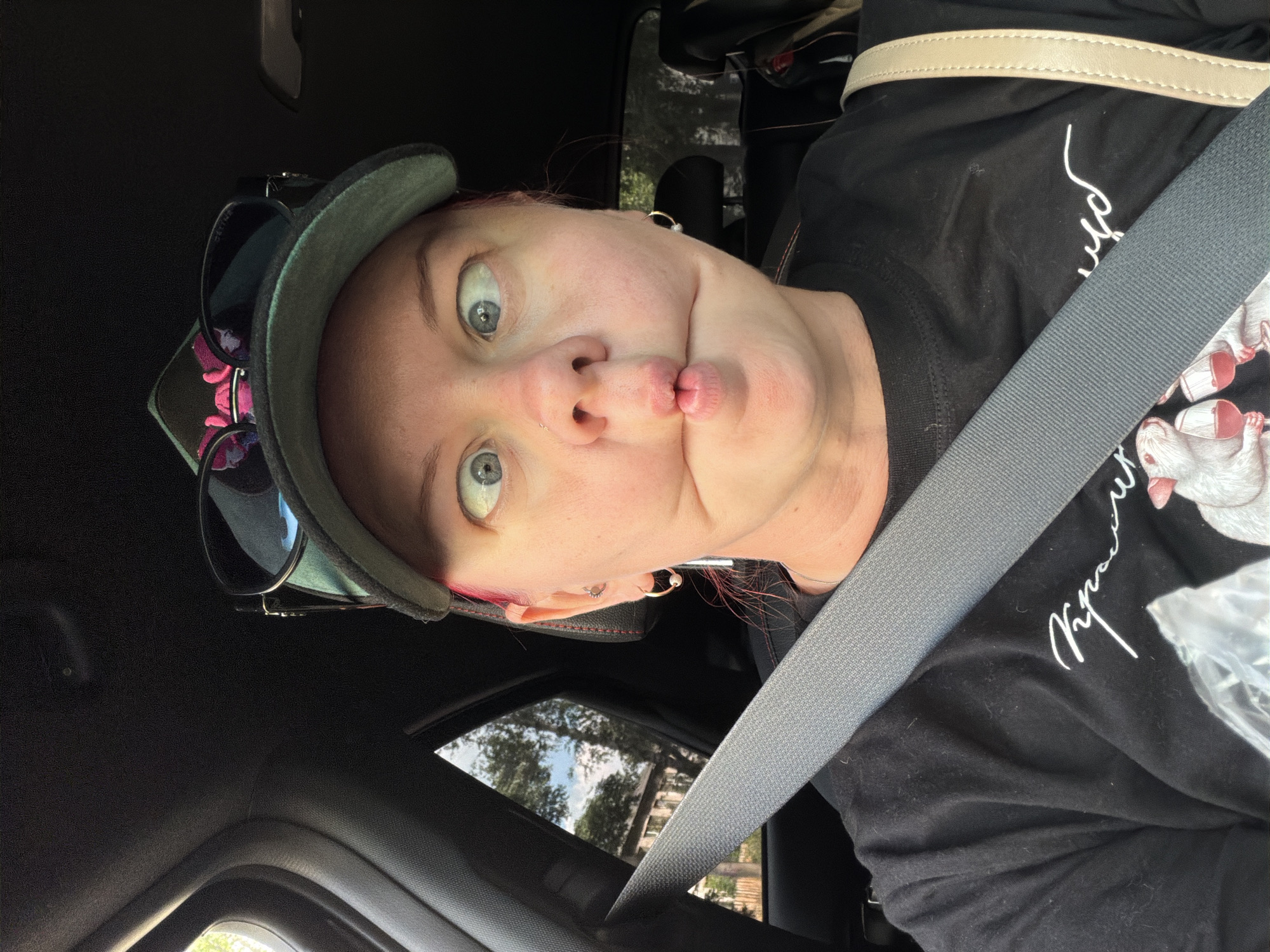 Silly car selfies on a morning drive in Chaikovsky