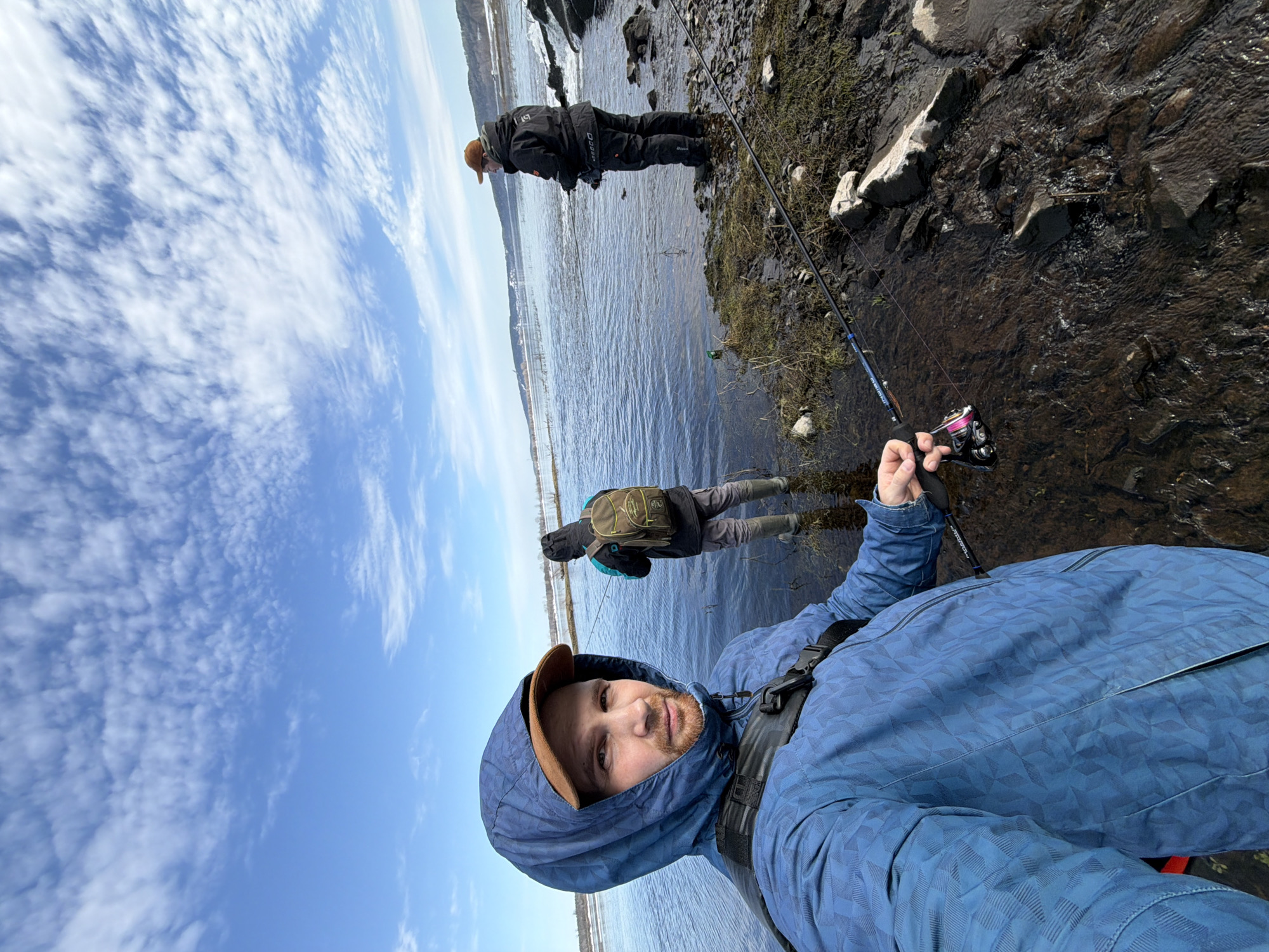 Group fishing expedition documented across frozen waterways and shorelines