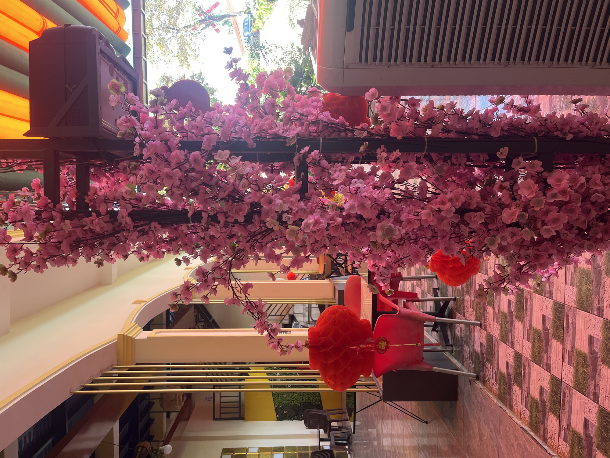 Decorated Vietnamese restaurant with traditional festive elements in Ia Hru