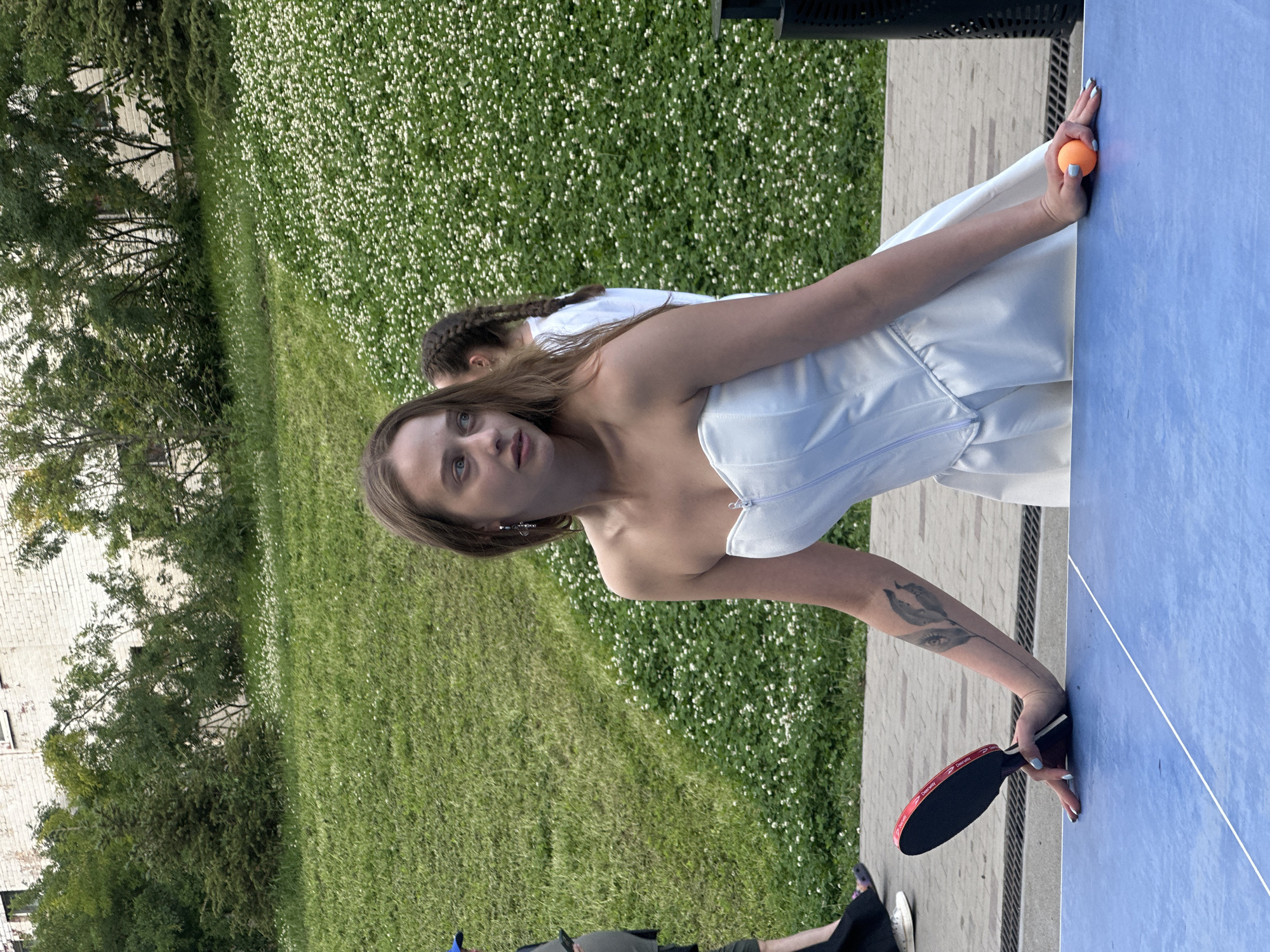 Afternoon at a Krasnogorsk outdoor park: ping pong and fitness