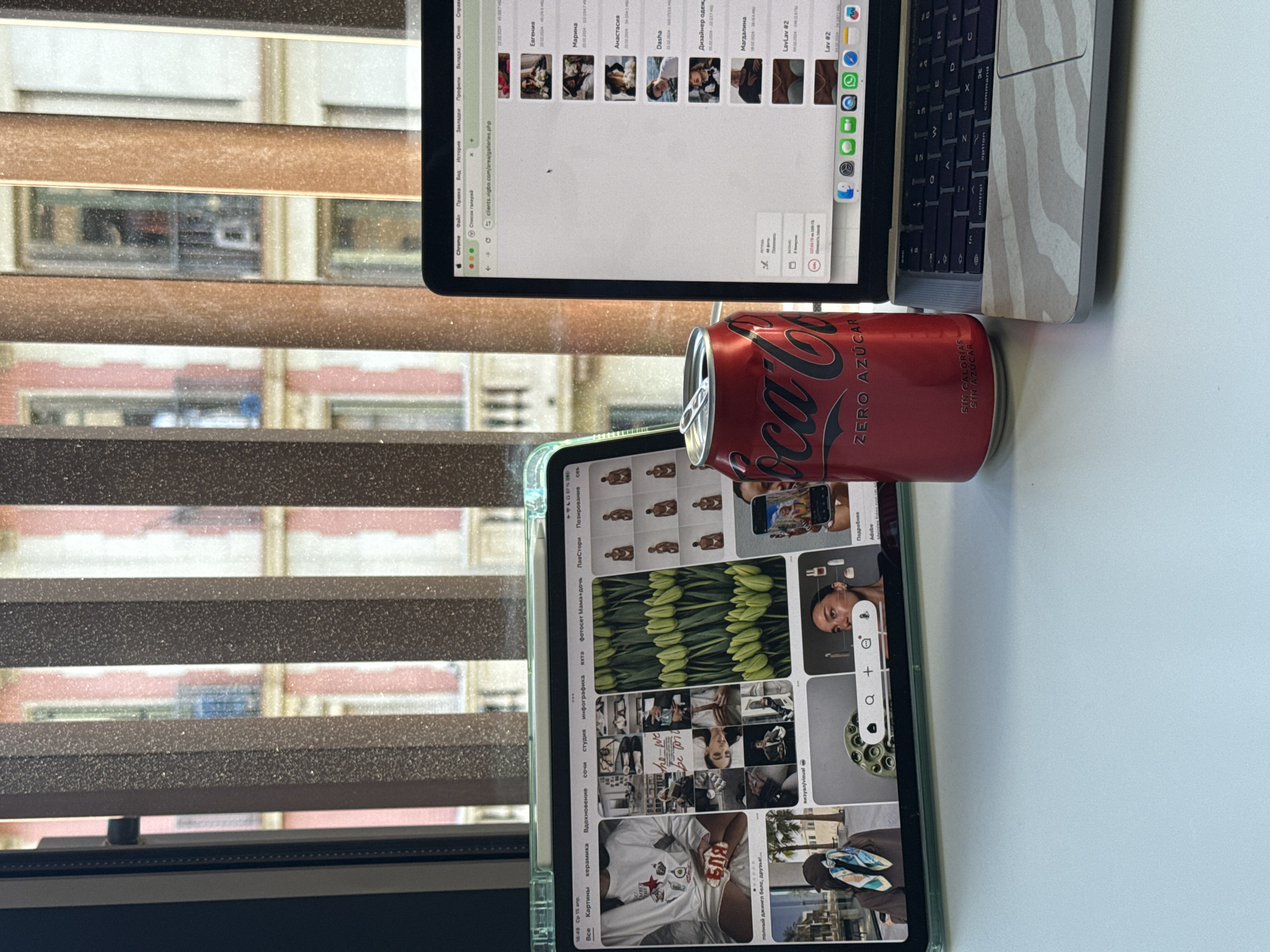 Zebra-patterned laptop workspace observed in Barcelona office setting
